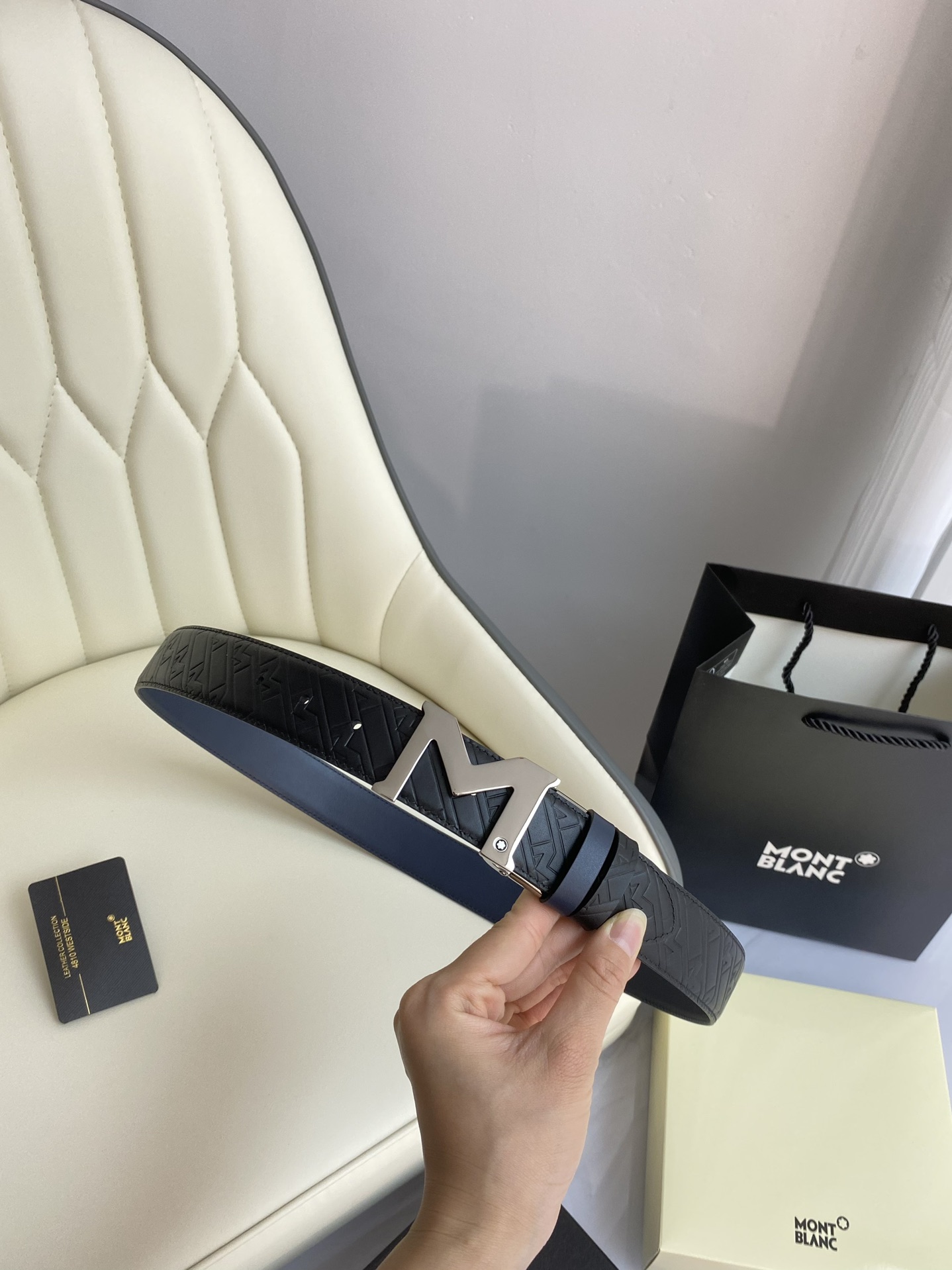 Montblanc Leather Belt Top Grain Leather M-l