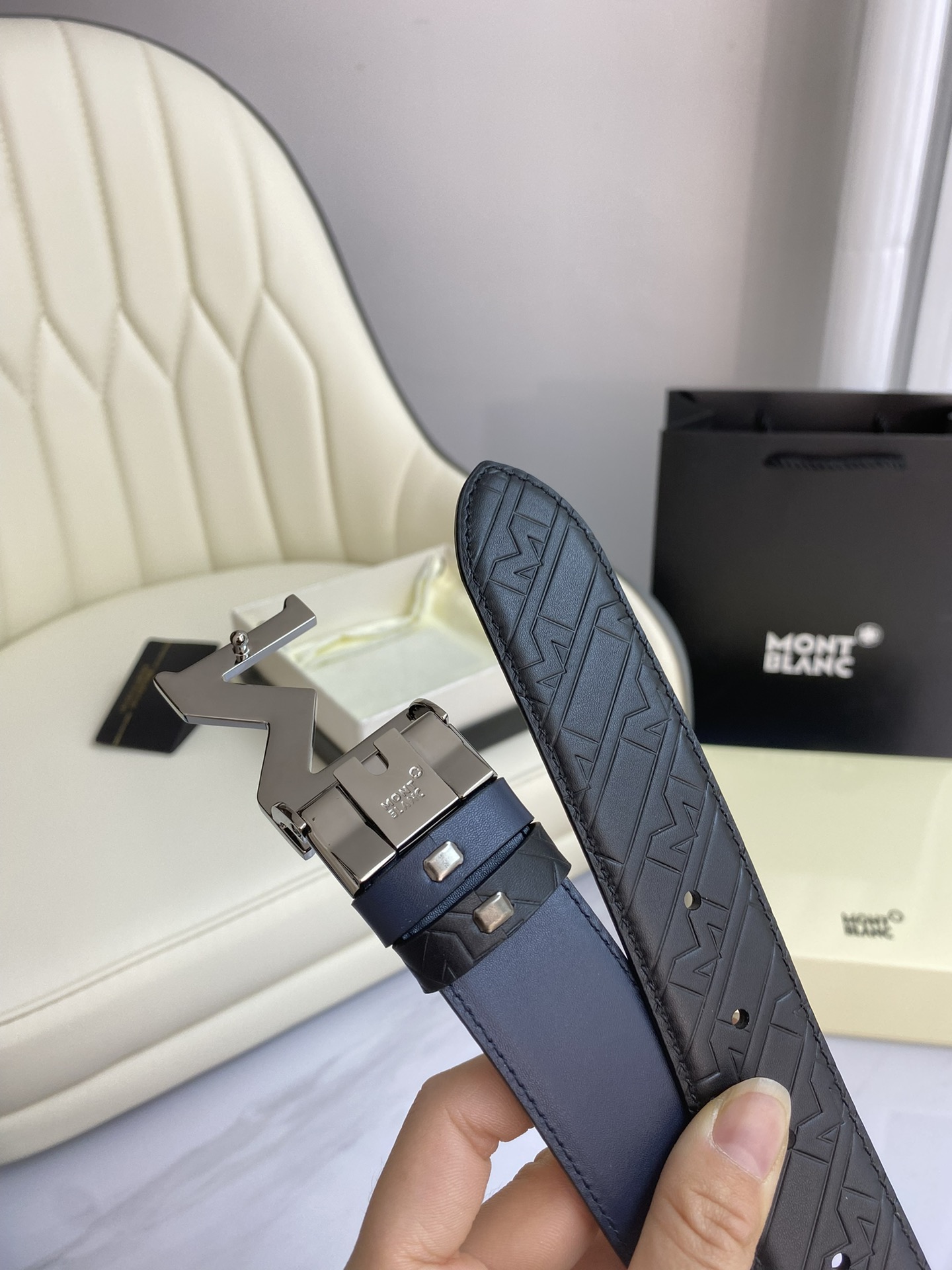 Montblanc Leather Belt Top Grain Leather M-l