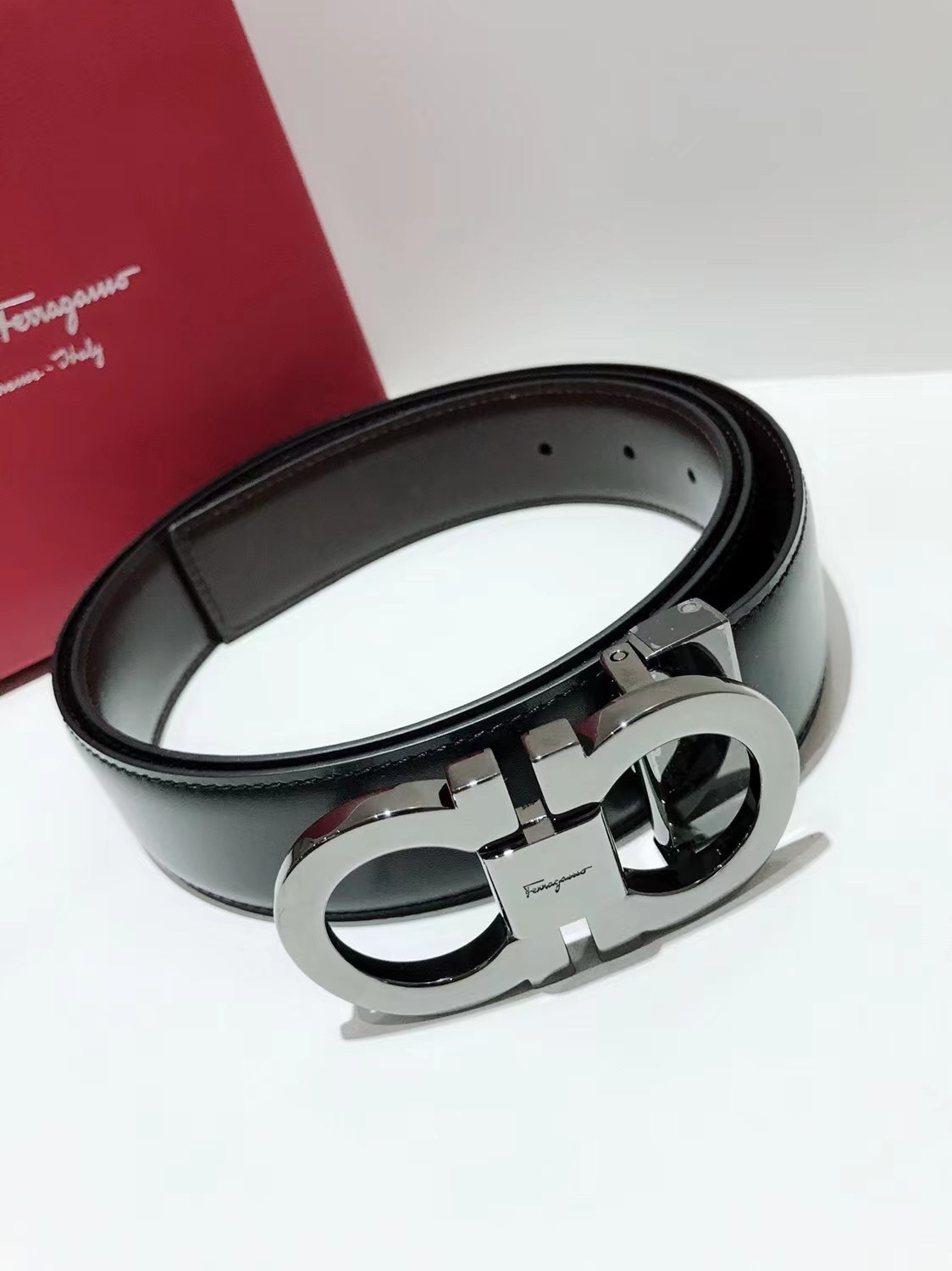 Salvatore Ferragamo Male Leather Belt Top Grain Leather 13514-s-m-l