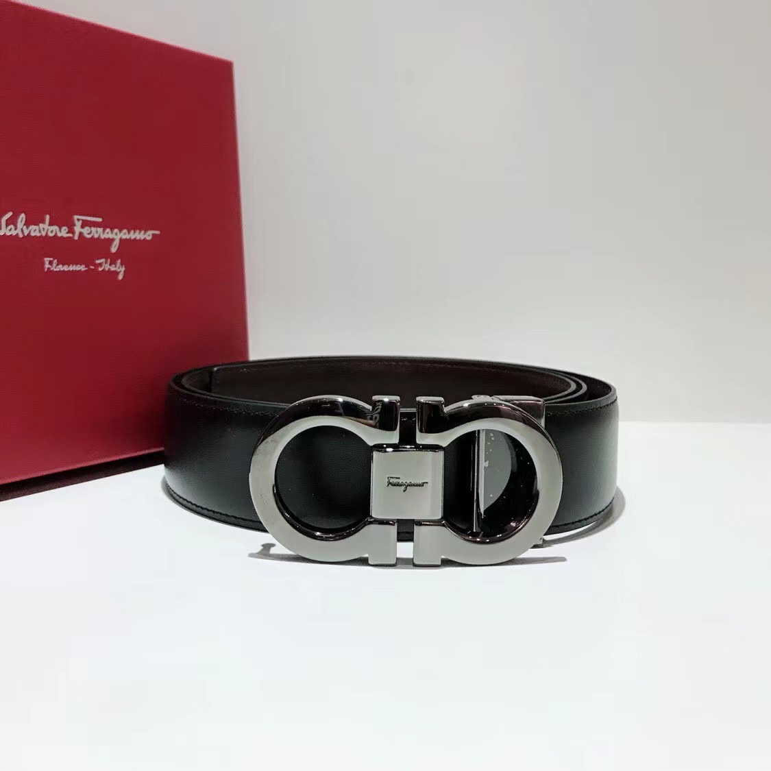 Salvatore Ferragamo Male Leather Belt Top Grain Leather 13514-s-m-l