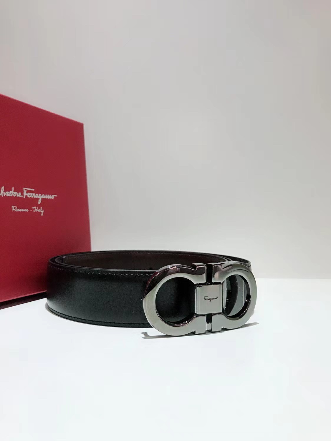Salvatore Ferragamo Male Leather Belt Top Grain Leather 13514-s-m-l