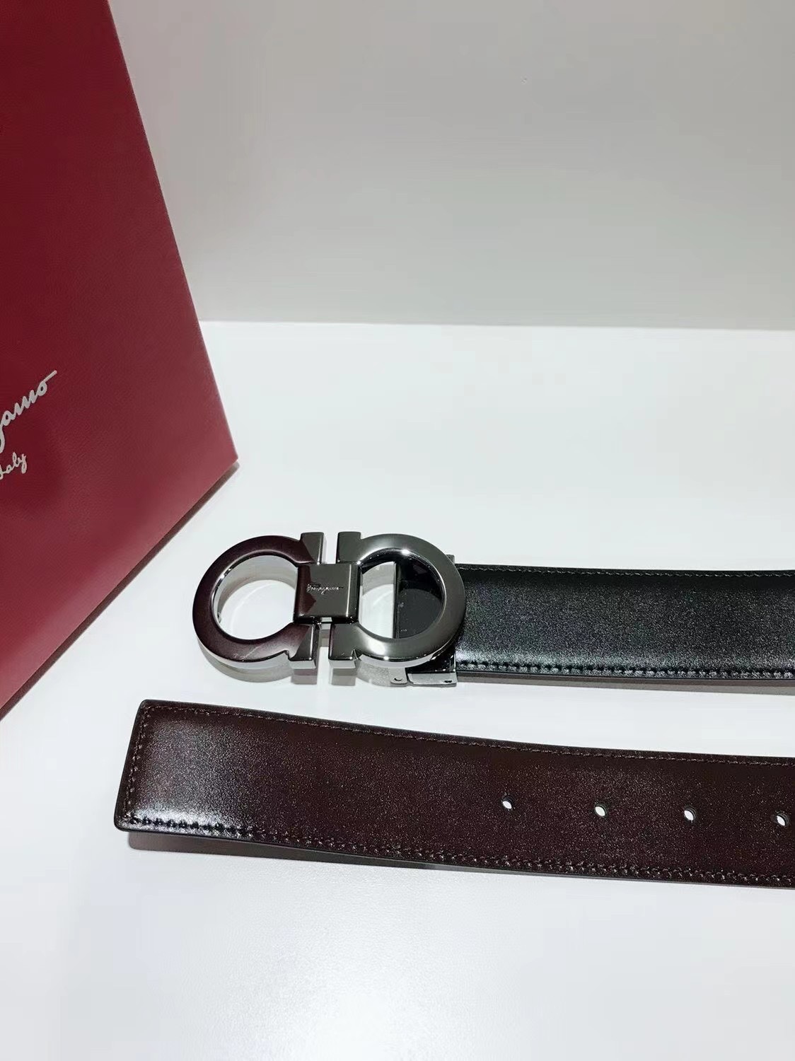 Salvatore Ferragamo Male Leather Belt Top Grain Leather 13514-s-m-l