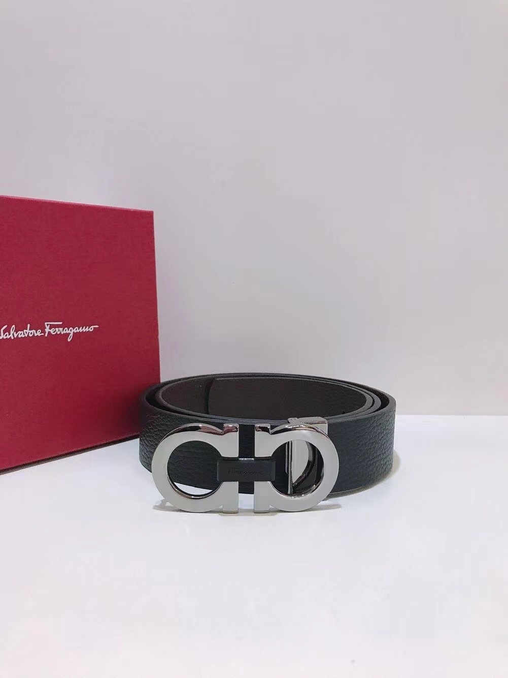 Salvatore Ferragamo Male Leather Belt Top Grain Leather 13514-s-m-l