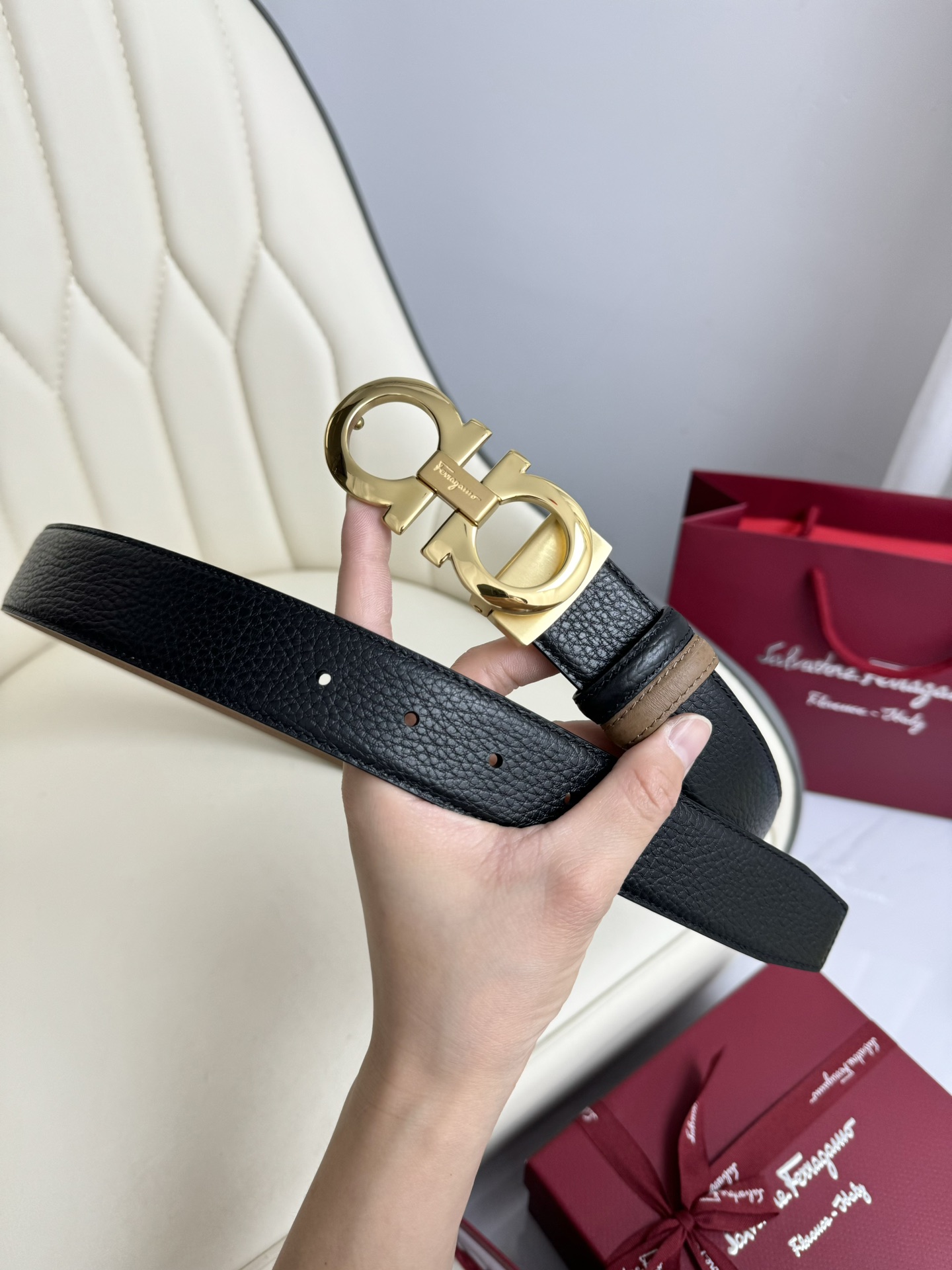 Salvatore Ferragamo Basic Belt Top Grain Leather