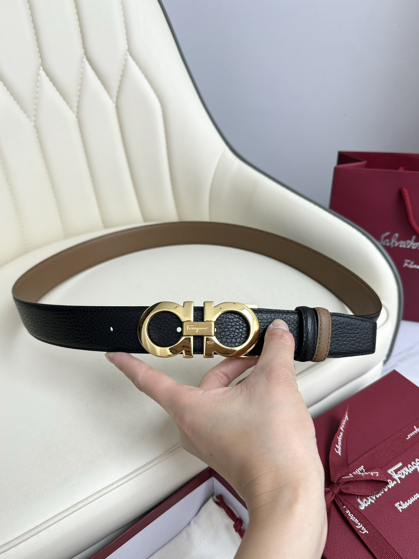 Salvatore Ferragamo Basic Belt Top Grain Leather