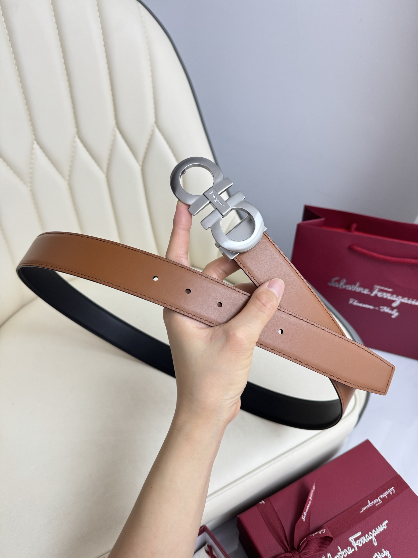 Salvatore Ferragamo Basic Belt Top Grain Leather