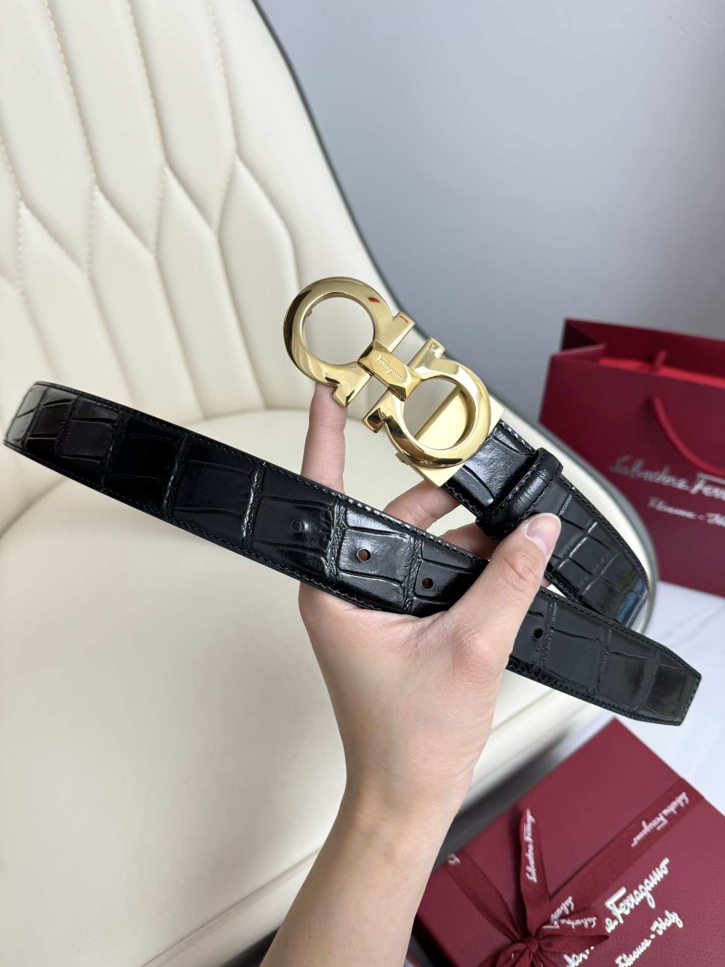 Salvatore Ferragamo Basic Belt Top Grain Leather