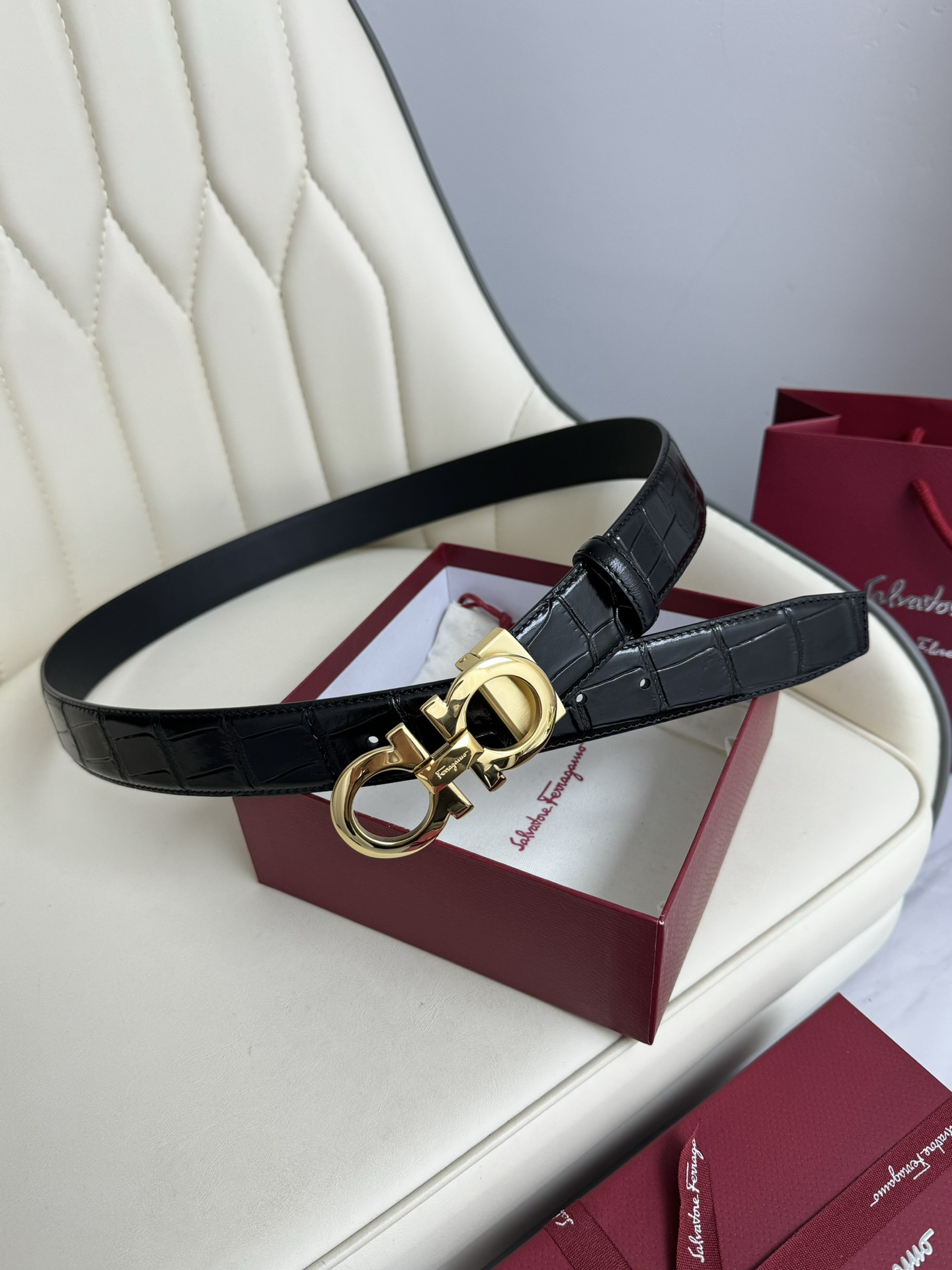 Salvatore Ferragamo Basic Belt Top Grain Leather