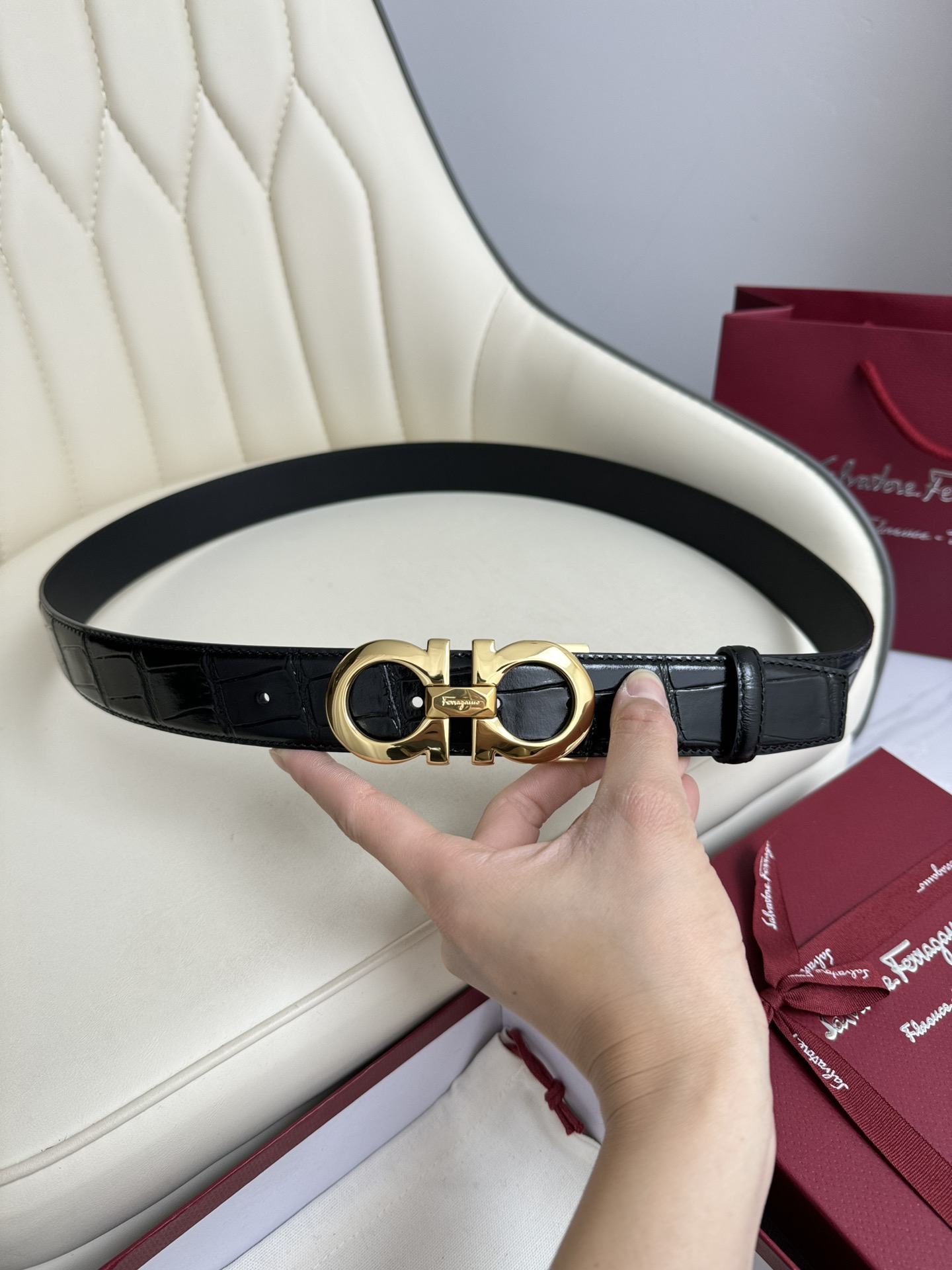 Salvatore Ferragamo Basic Belt Top Grain Leather