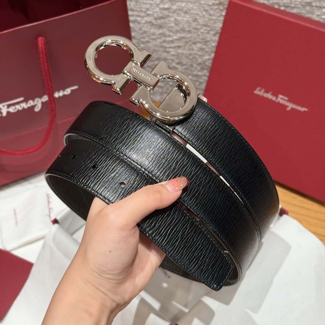 Leather Belt Cow Leather Gray Adjustable S-m