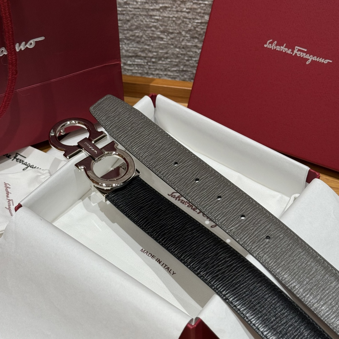 Leather Belt Cow Leather Gray Adjustable S-m