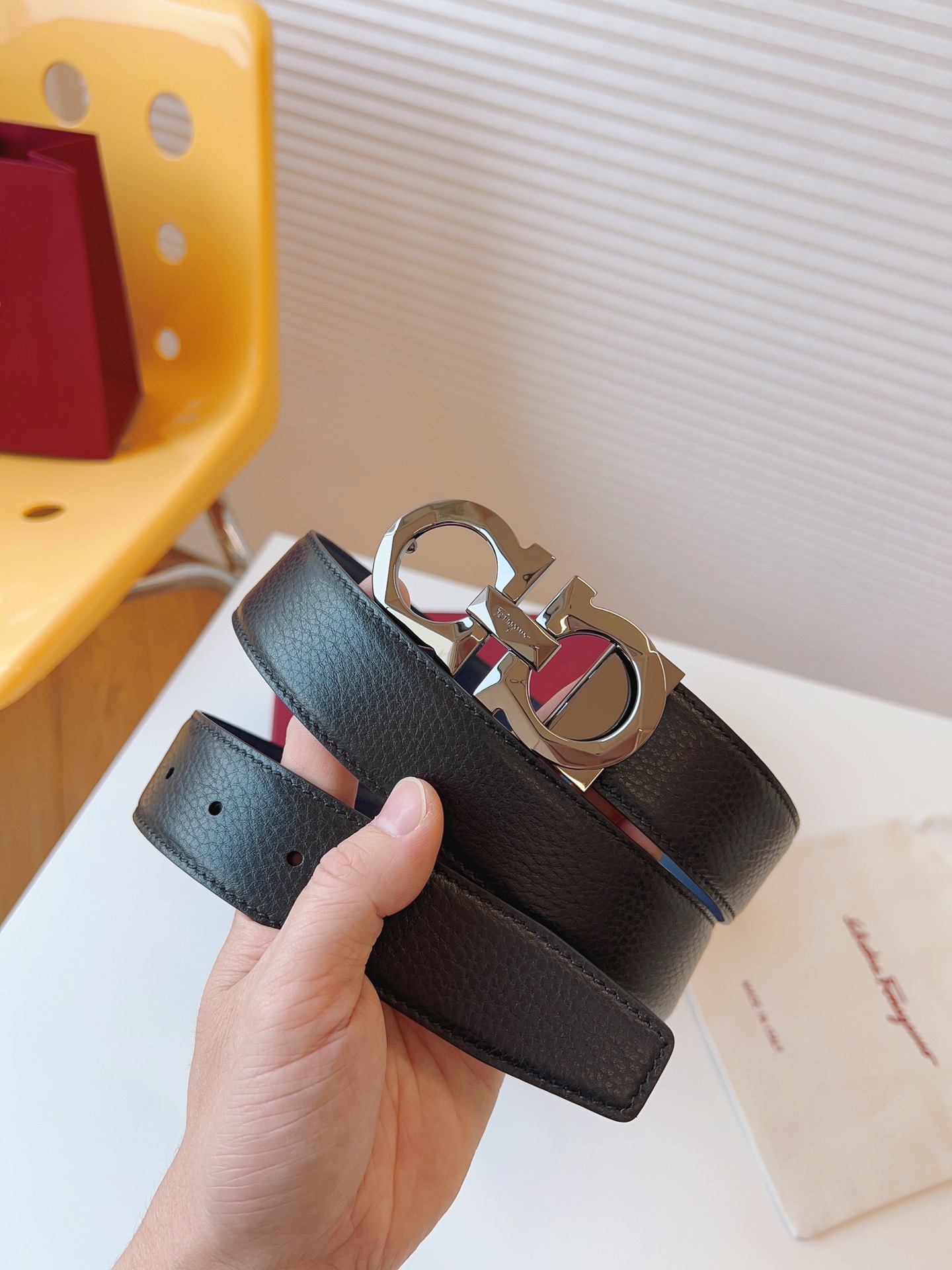 Salvatore Ferragamo Male Leather Belt Top Grain Leather M