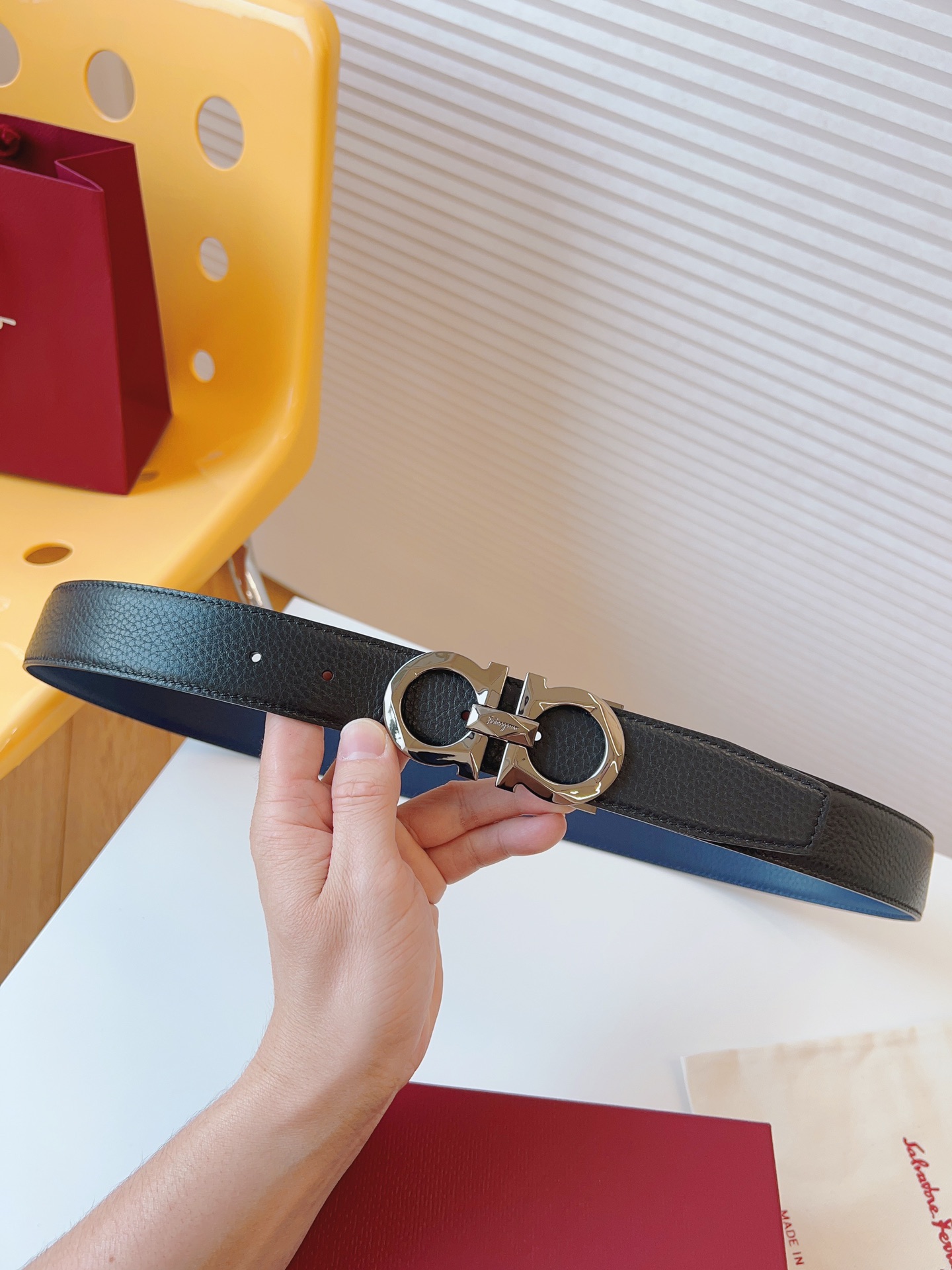 Salvatore Ferragamo Male Leather Belt Top Grain Leather M