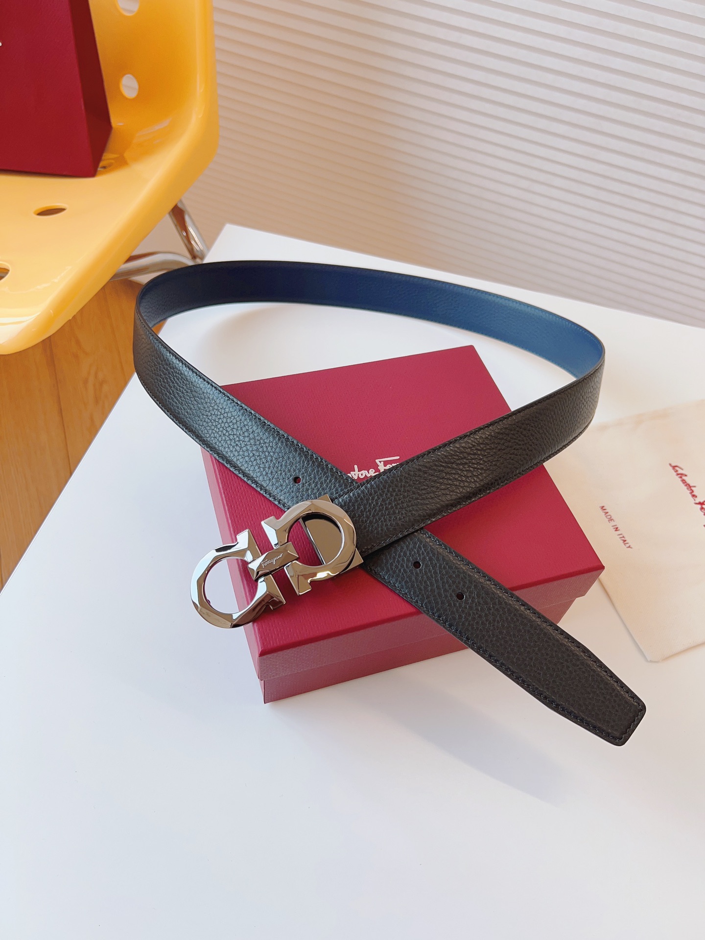 Salvatore Ferragamo Male Leather Belt Top Grain Leather M