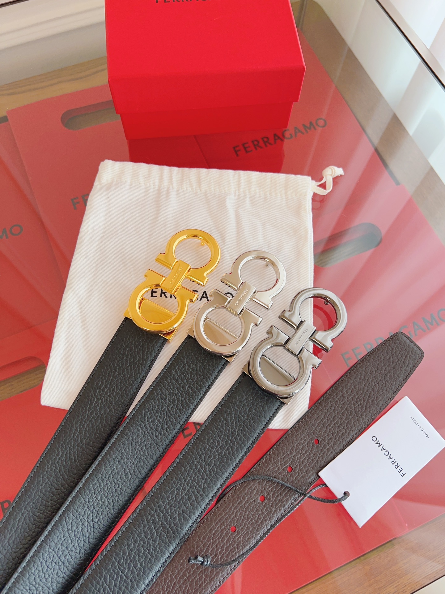 Salvatore Ferragamo Male Leather Belt Top Grain Leather M