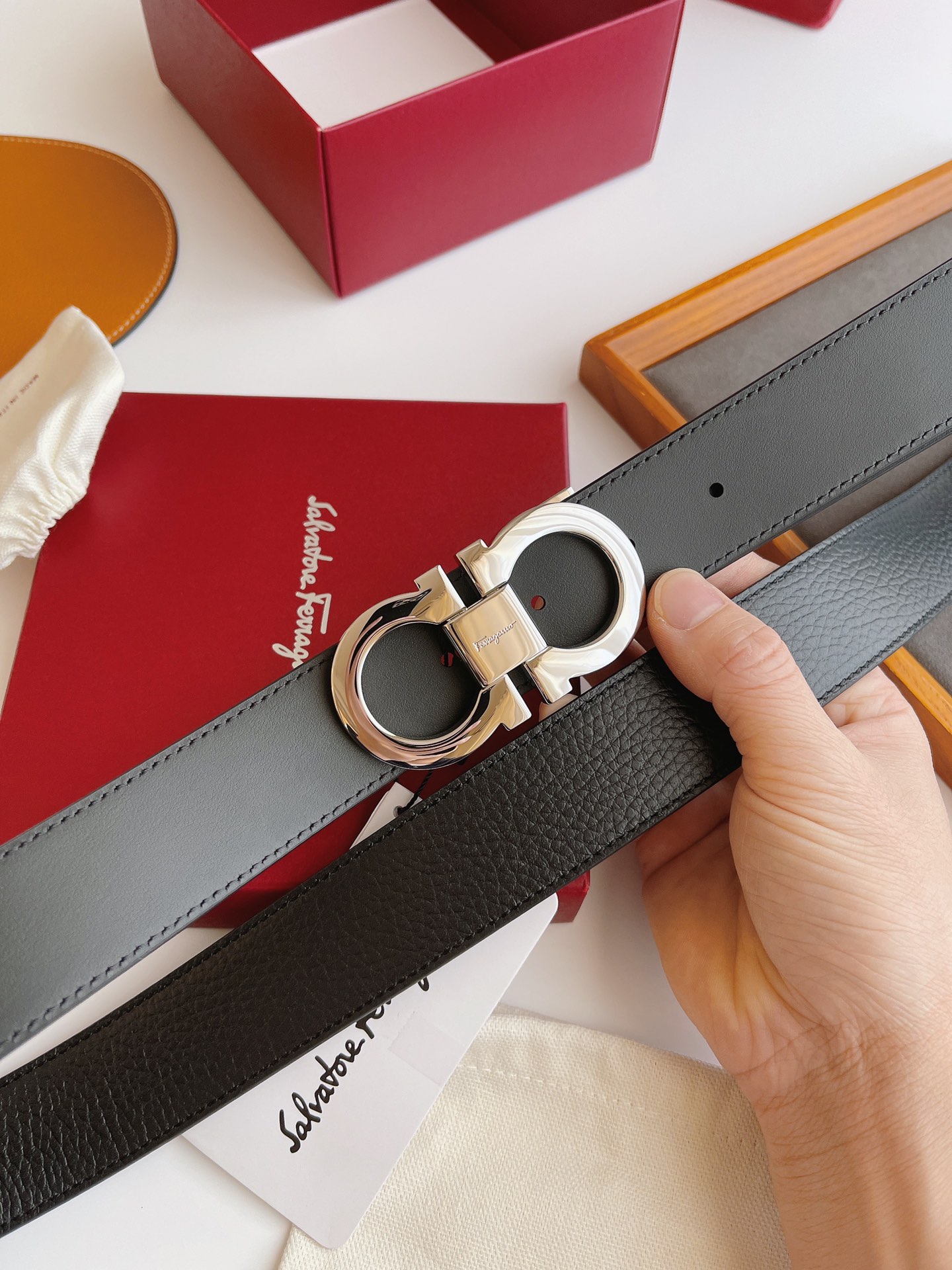 Salvatore Ferragamo Male Leather Belt Top Grain Leather M