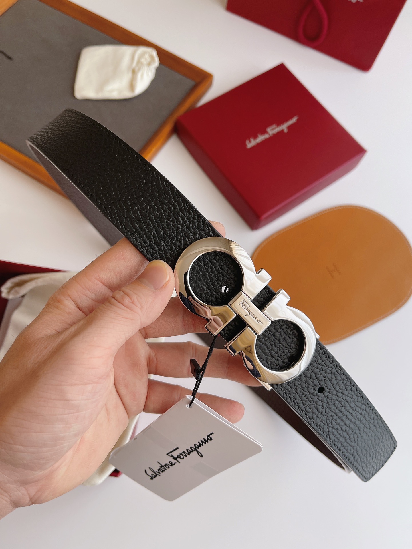 Salvatore Ferragamo Male Leather Belt Top Grain Leather M