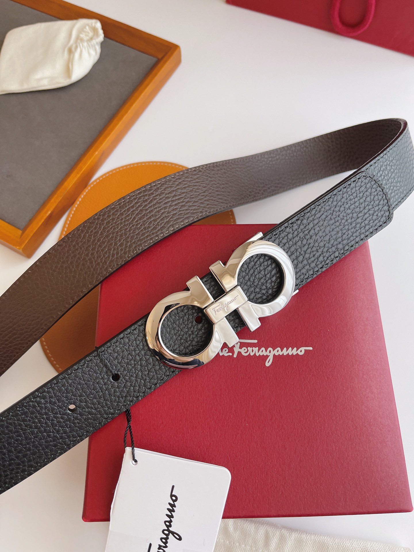 Salvatore Ferragamo Male Leather Belt Top Grain Leather M