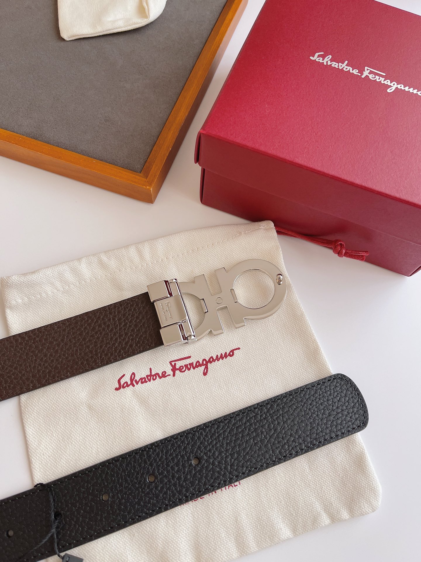 Salvatore Ferragamo Male Leather Belt Top Grain Leather M