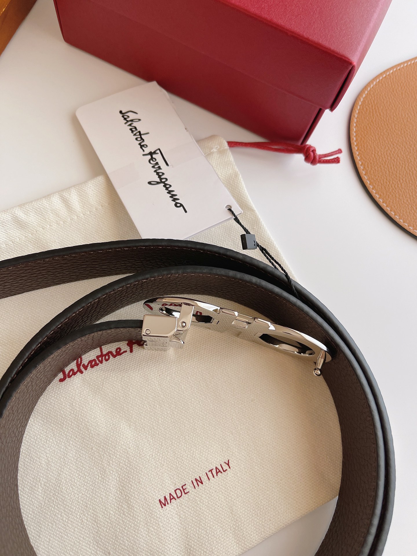 Salvatore Ferragamo Male Leather Belt Top Grain Leather M