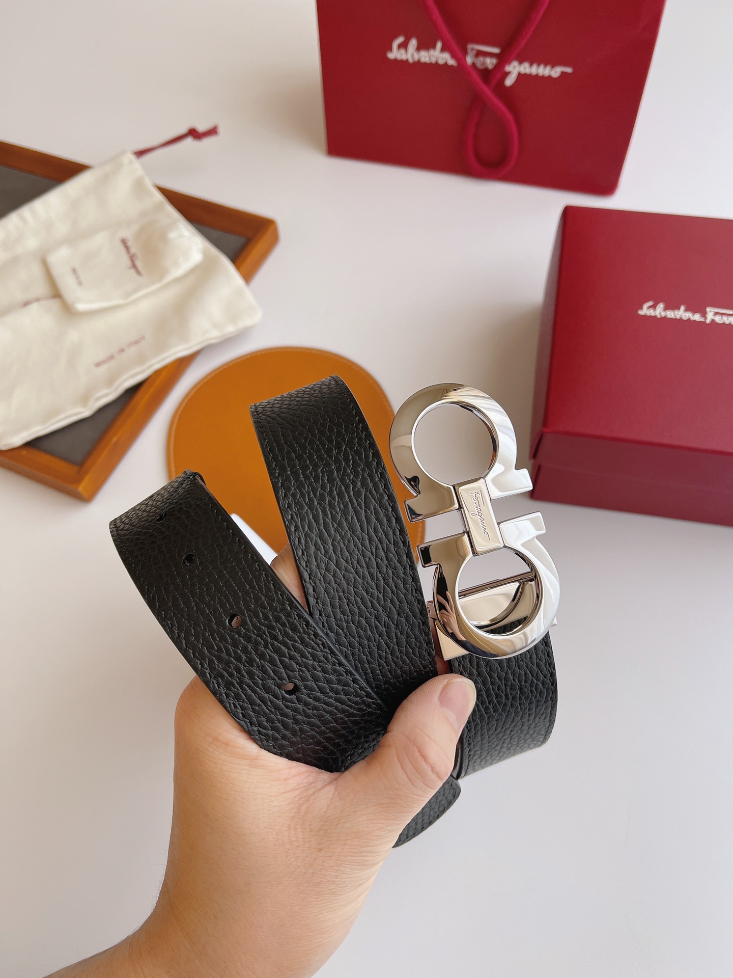 Salvatore Ferragamo Male Leather Belt Top Grain Leather M