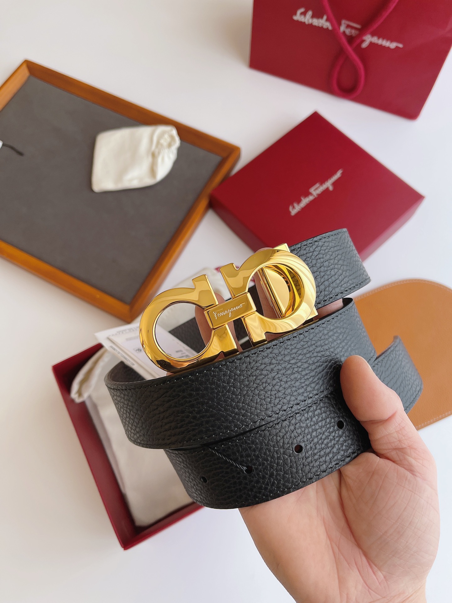 Salvatore Ferragamo Male Leather Belt Top Grain Leather M