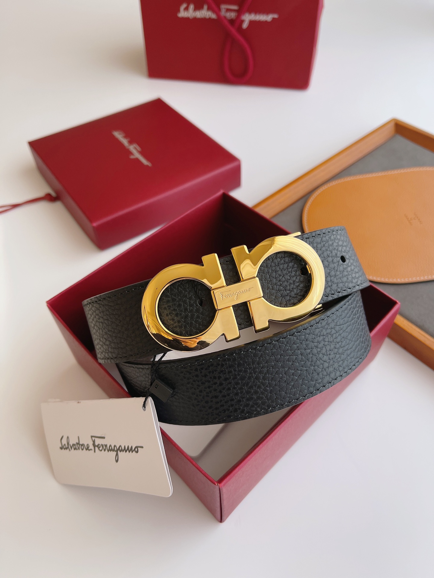 Salvatore Ferragamo Male Leather Belt Top Grain Leather M