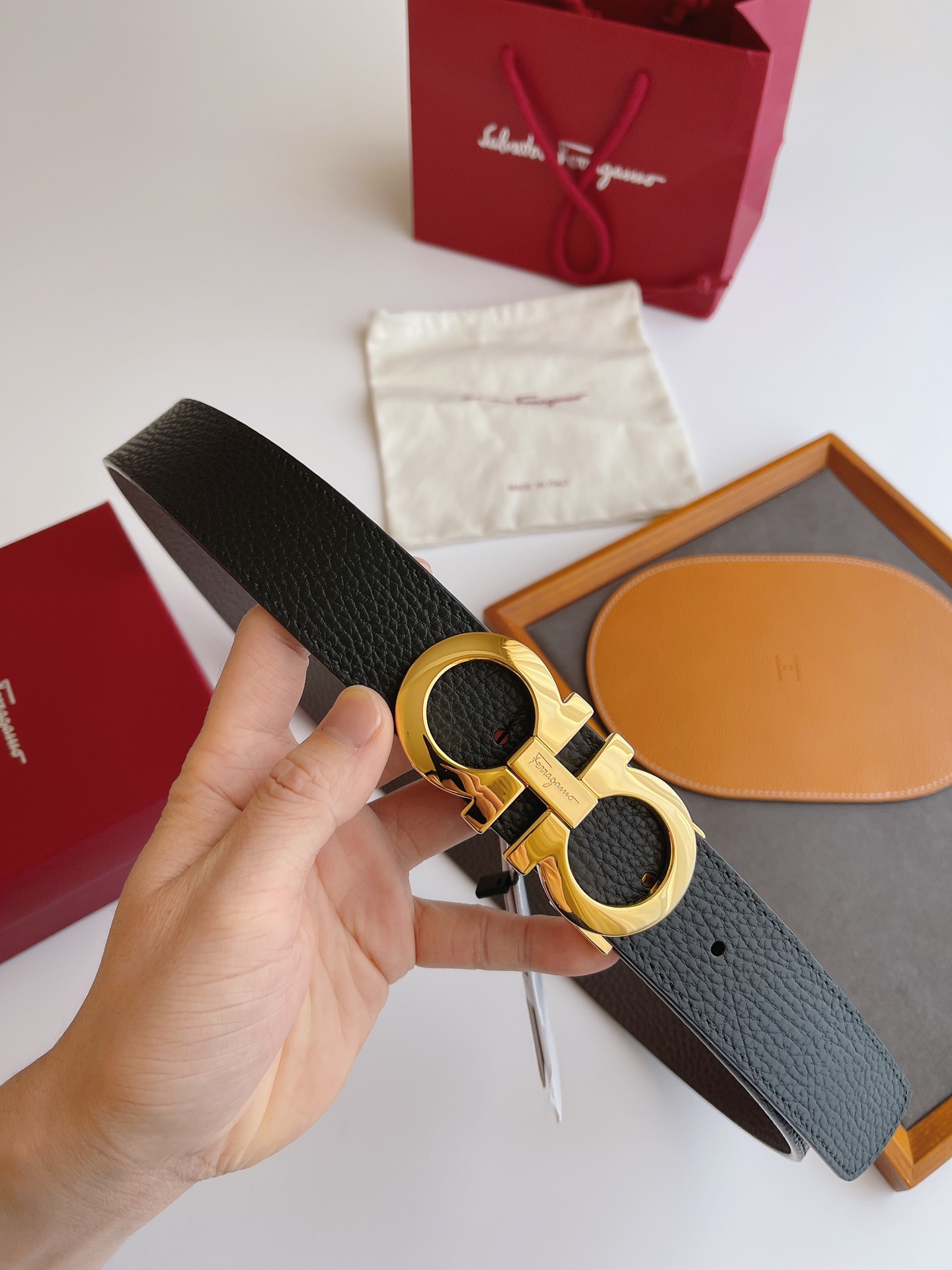 Salvatore Ferragamo Male Leather Belt Top Grain Leather M