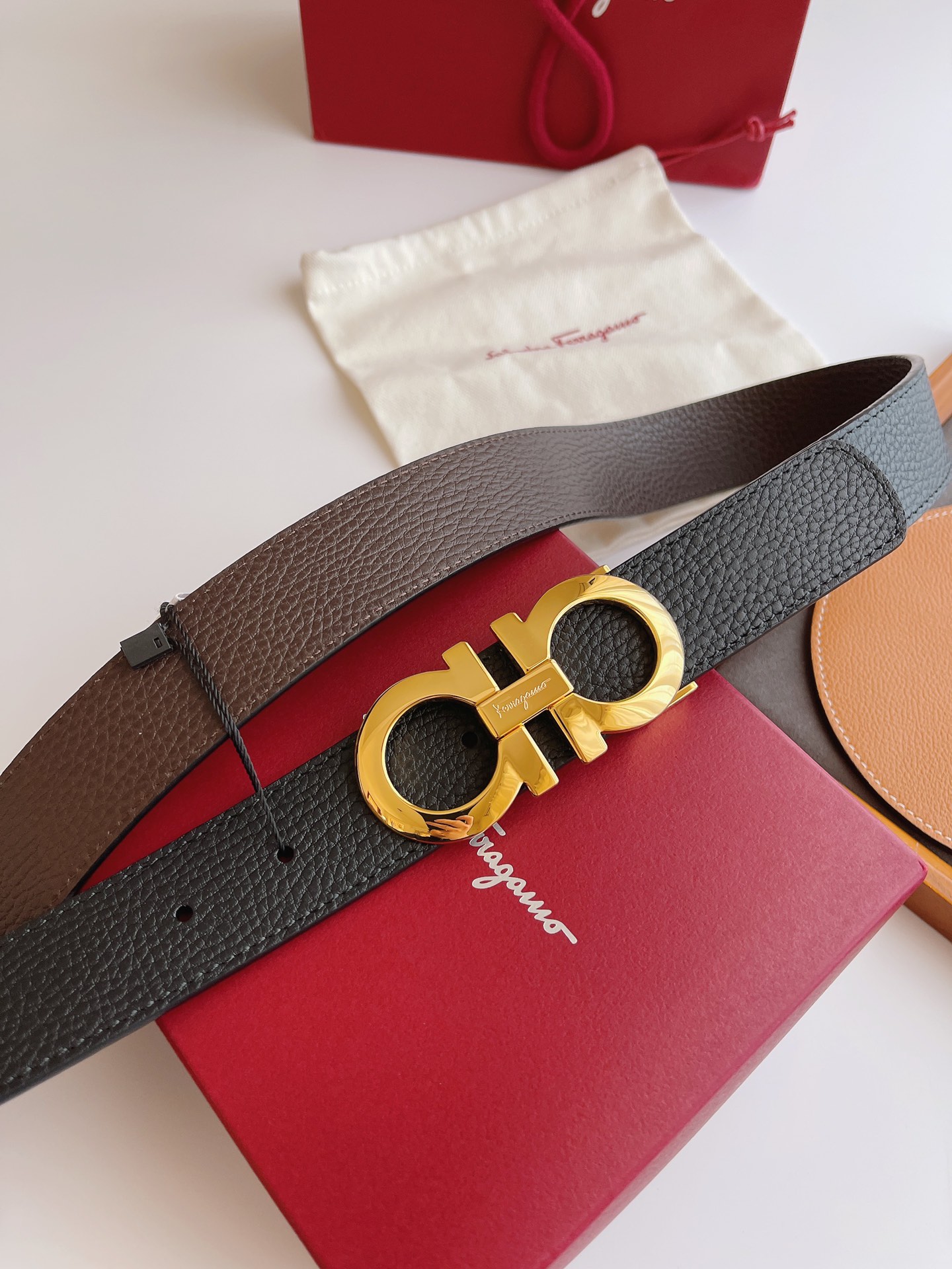 Salvatore Ferragamo Male Leather Belt Top Grain Leather M