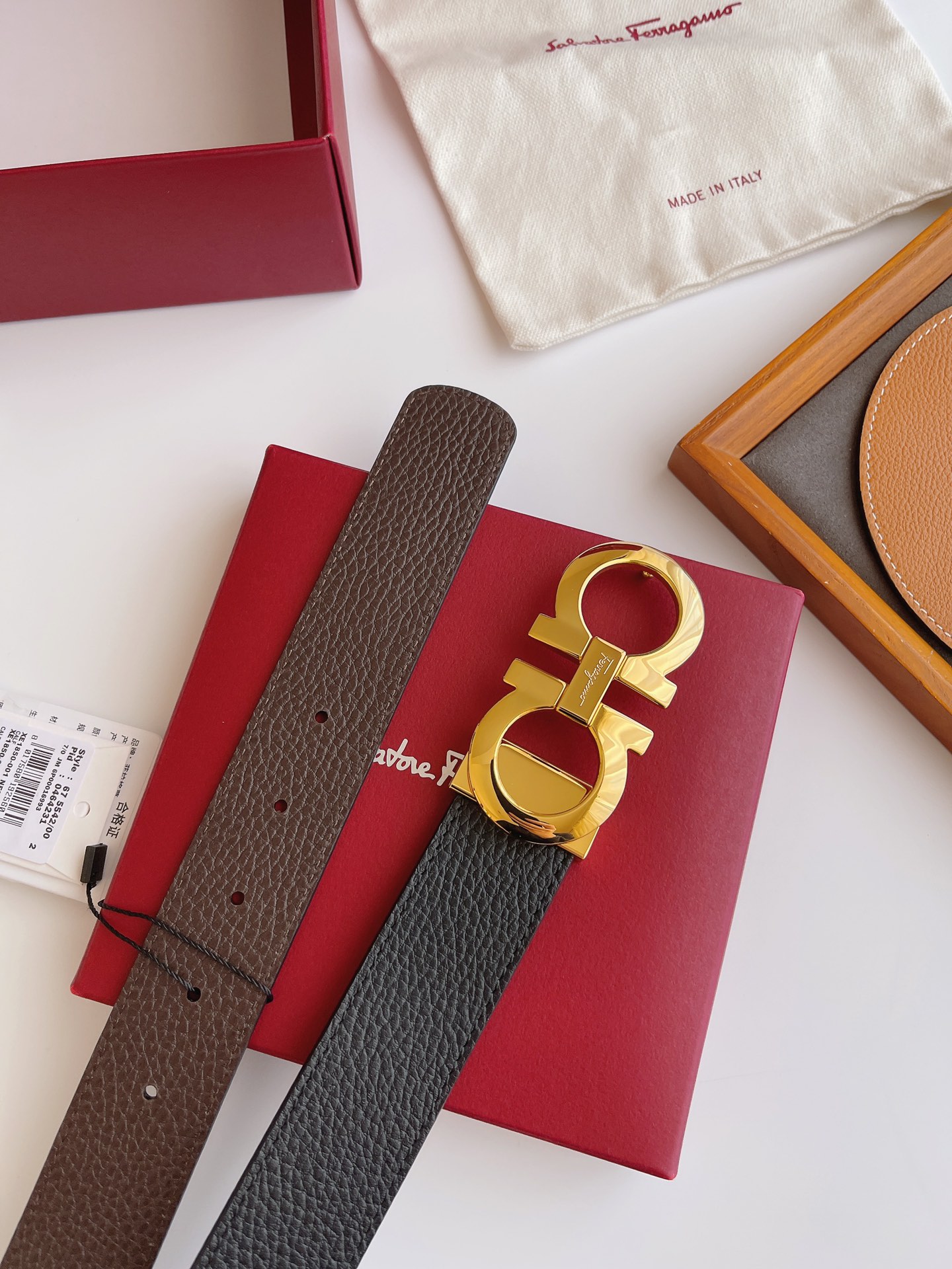 Salvatore Ferragamo Male Leather Belt Top Grain Leather M