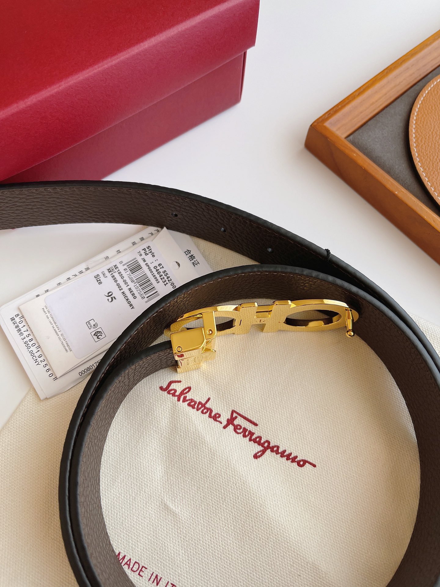 Salvatore Ferragamo Male Leather Belt Top Grain Leather M