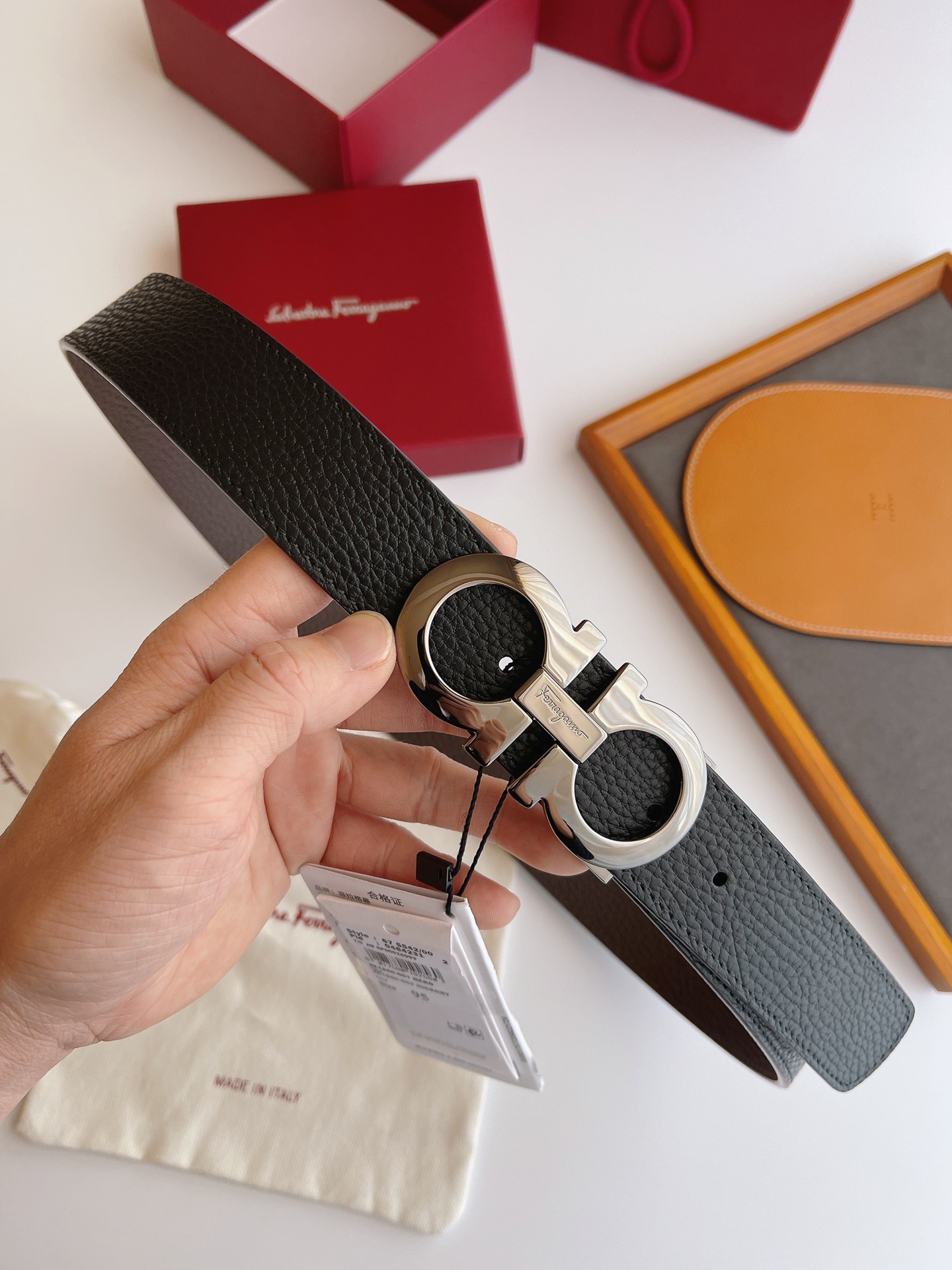 Salvatore Ferragamo Male Leather Belt Top Grain Leather M