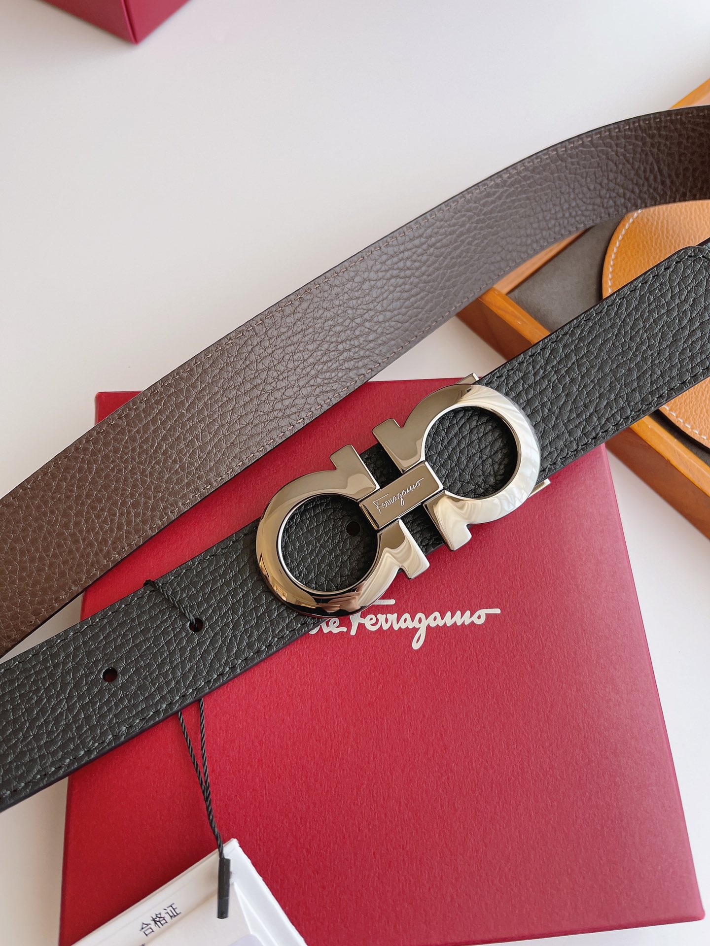 Salvatore Ferragamo Male Leather Belt Top Grain Leather M