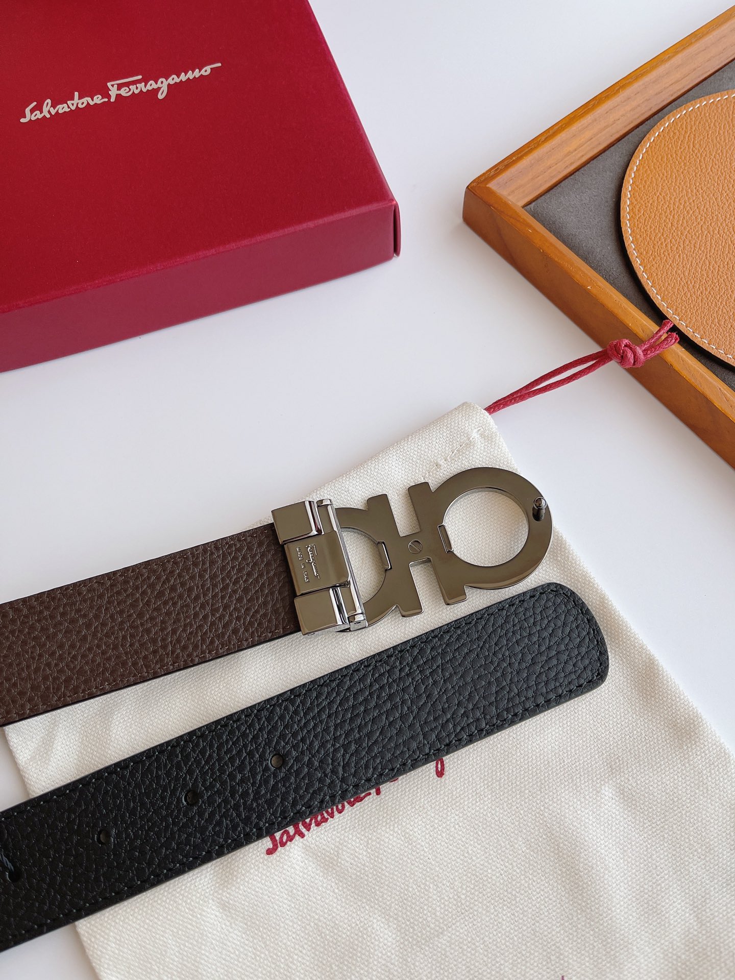 Salvatore Ferragamo Male Leather Belt Top Grain Leather M