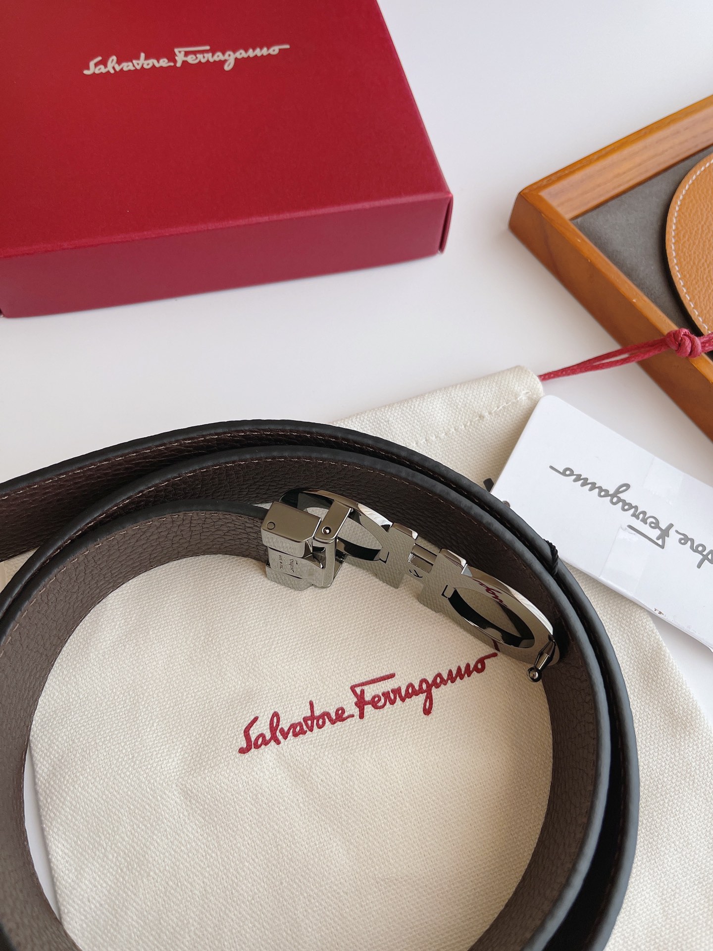 Salvatore Ferragamo Male Leather Belt Top Grain Leather M