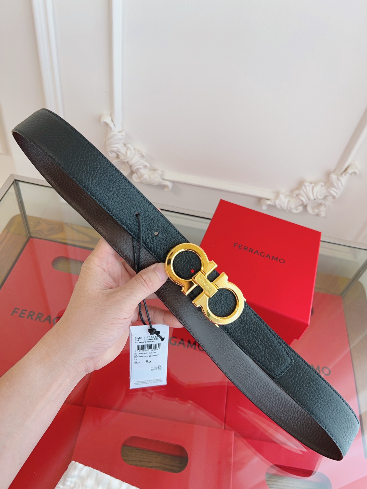 Salvatore Ferragamo Male Leather Belt Top Grain Leather M