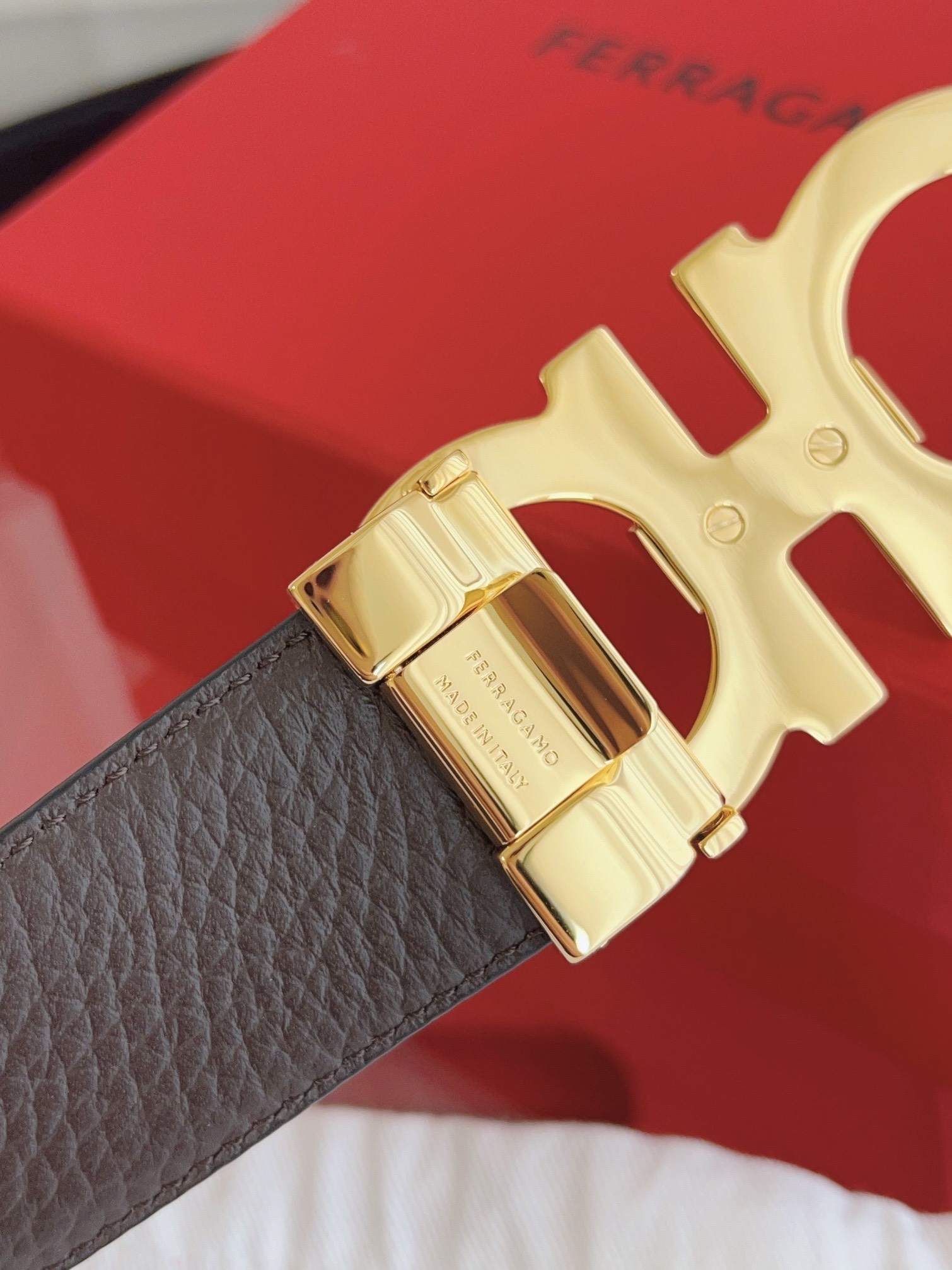 Salvatore Ferragamo Male Leather Belt Top Grain Leather M