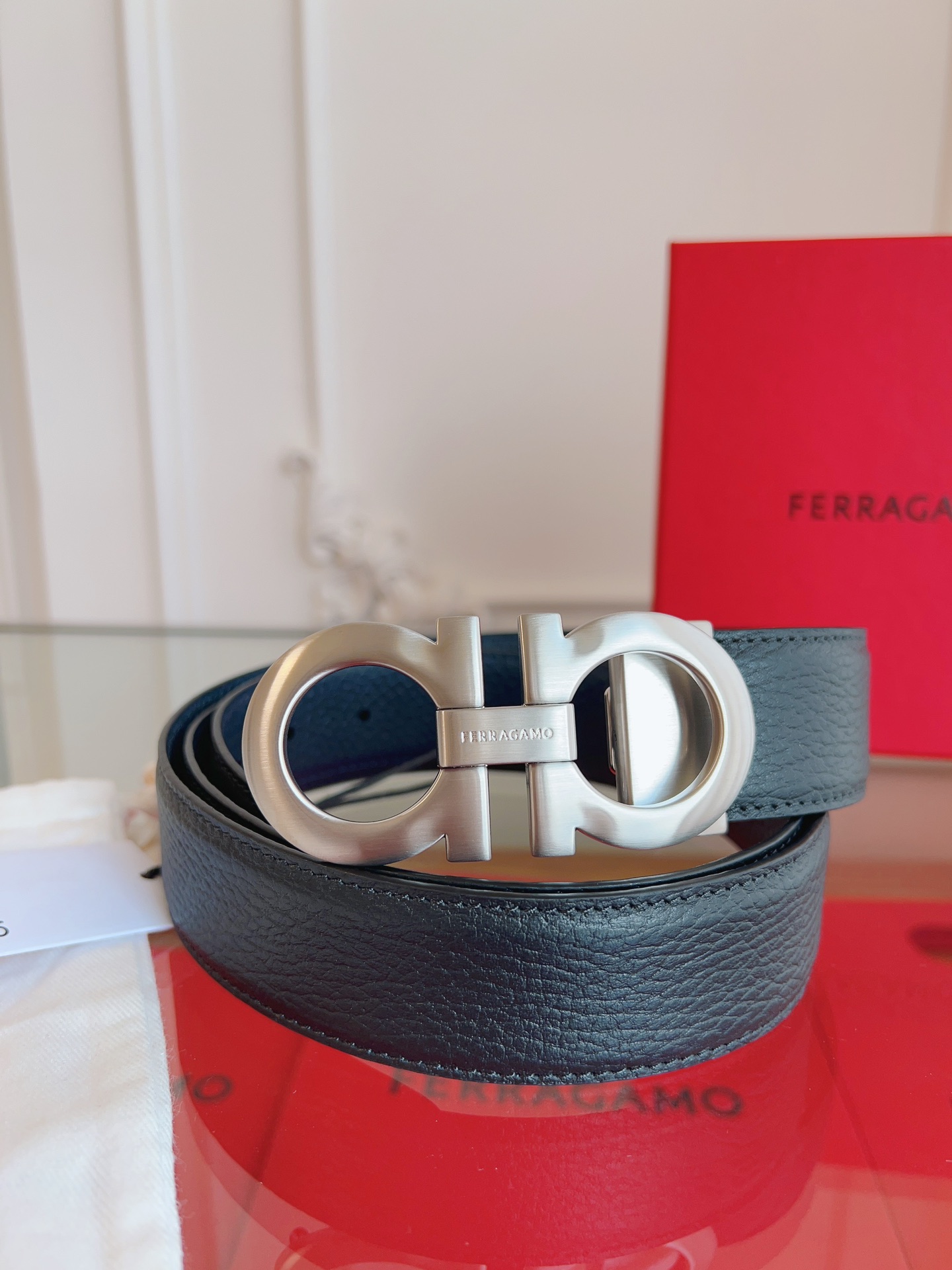 Salvatore Ferragamo Male Leather Belt Top Grain Leather M