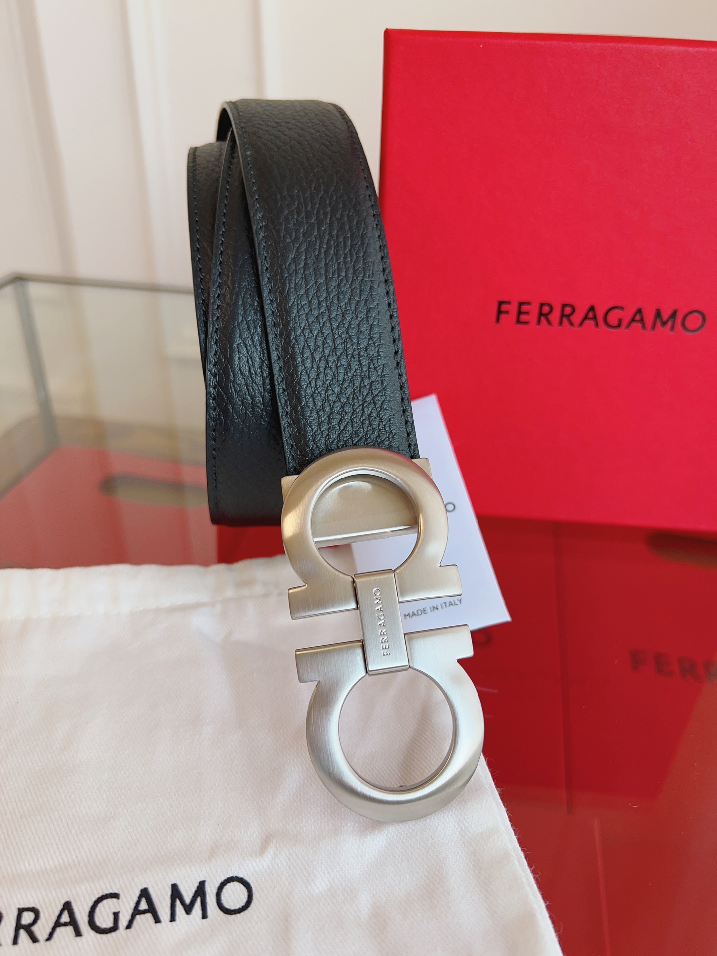 Salvatore Ferragamo Male Leather Belt Top Grain Leather M