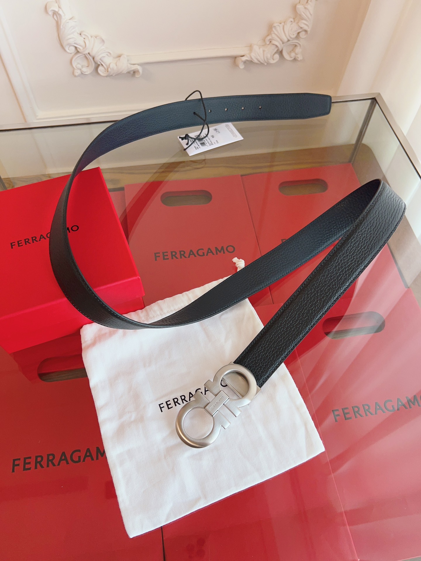 Salvatore Ferragamo Male Leather Belt Top Grain Leather M