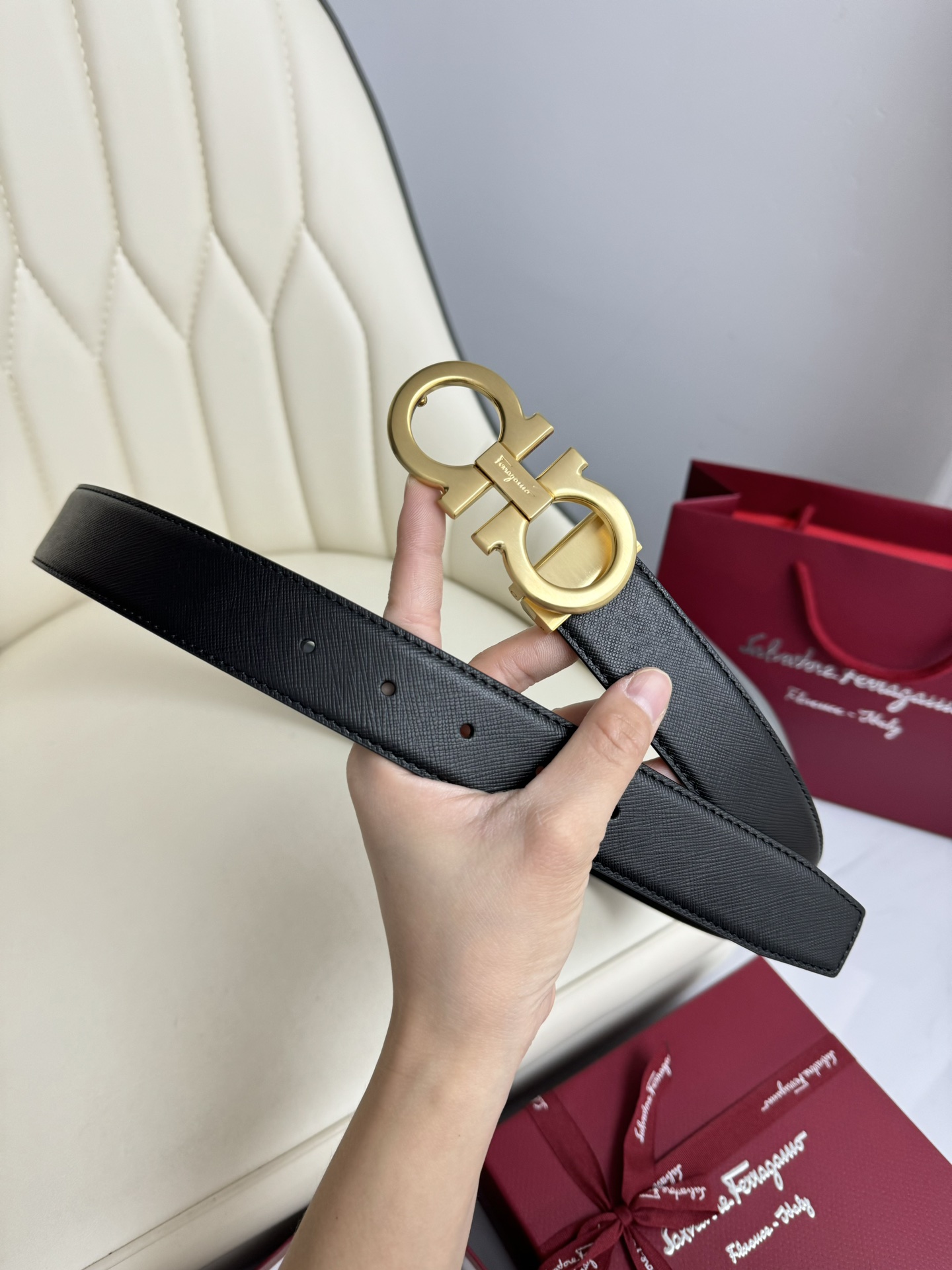 Salvatore Ferragamo Basic Belt Top Grain Leather