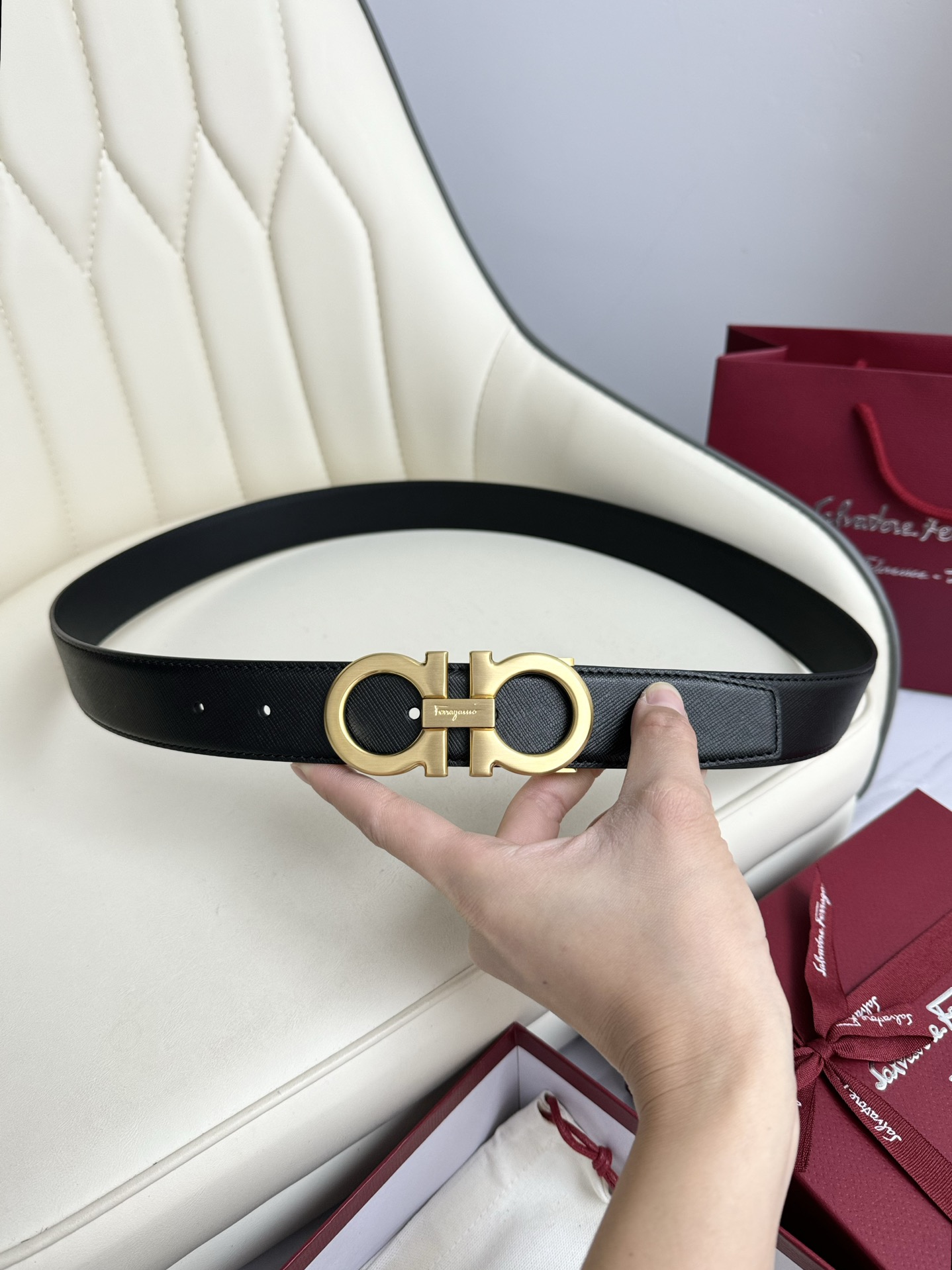 Salvatore Ferragamo Basic Belt Top Grain Leather