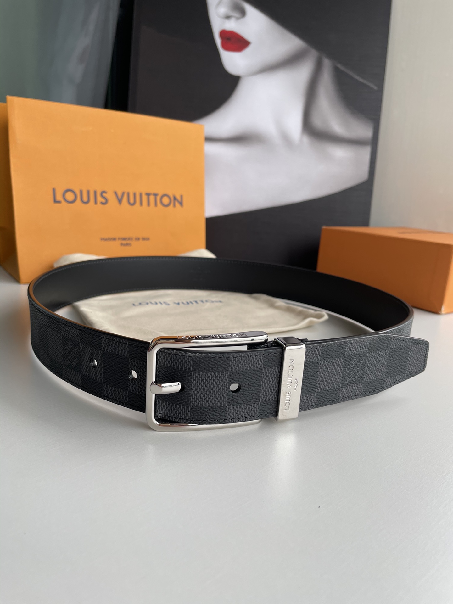 Louis Vuitton Leather Belt Cow Leather M