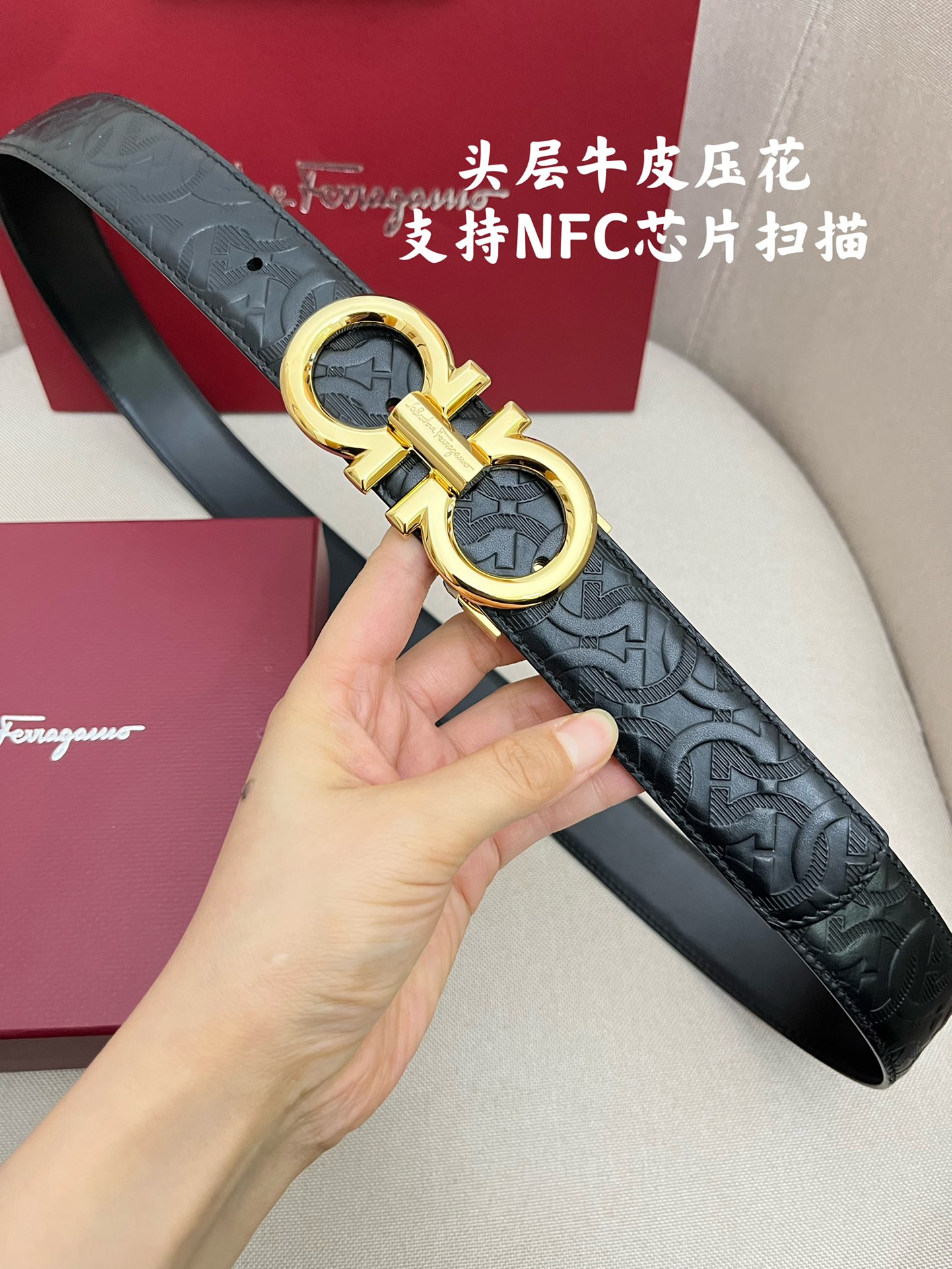 Salvatore Ferragamo Male Leather Belt Cow Leather M