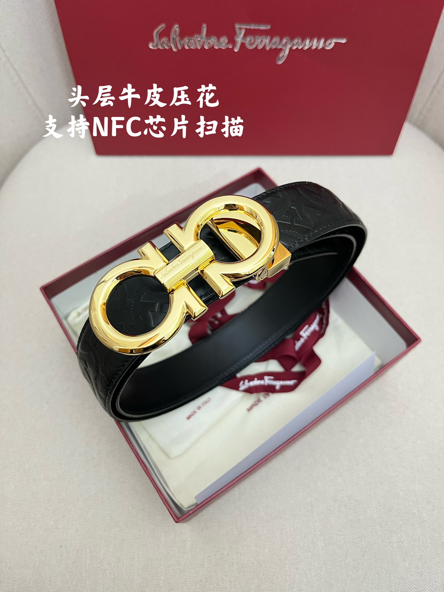 Salvatore Ferragamo Male Leather Belt Cow Leather M