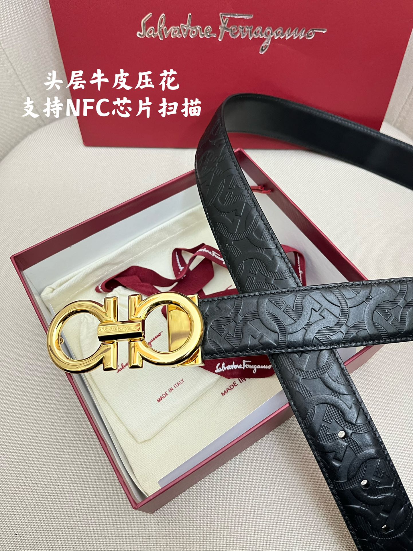 Salvatore Ferragamo Male Leather Belt Cow Leather M