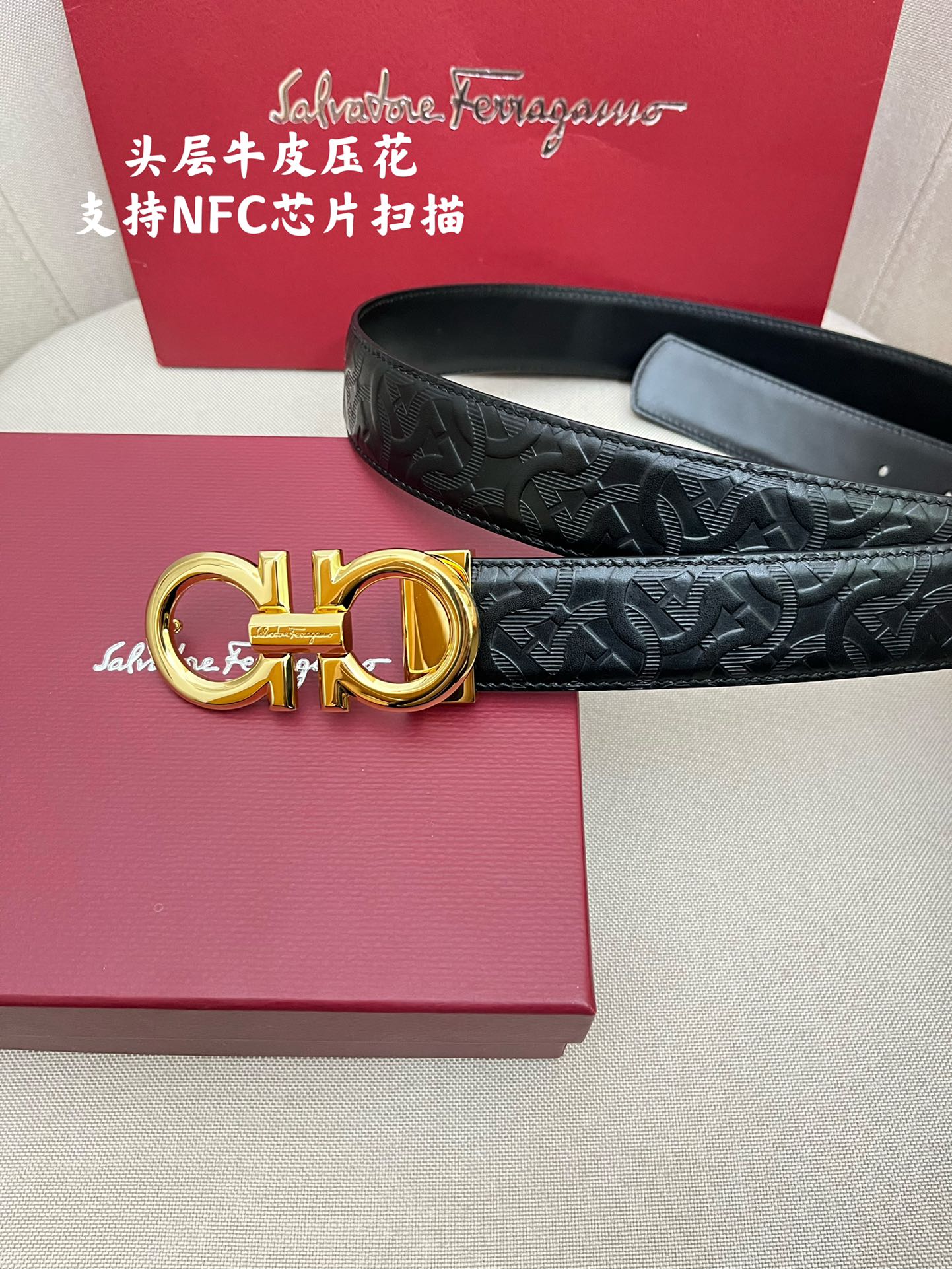 Salvatore Ferragamo Male Leather Belt Cow Leather M