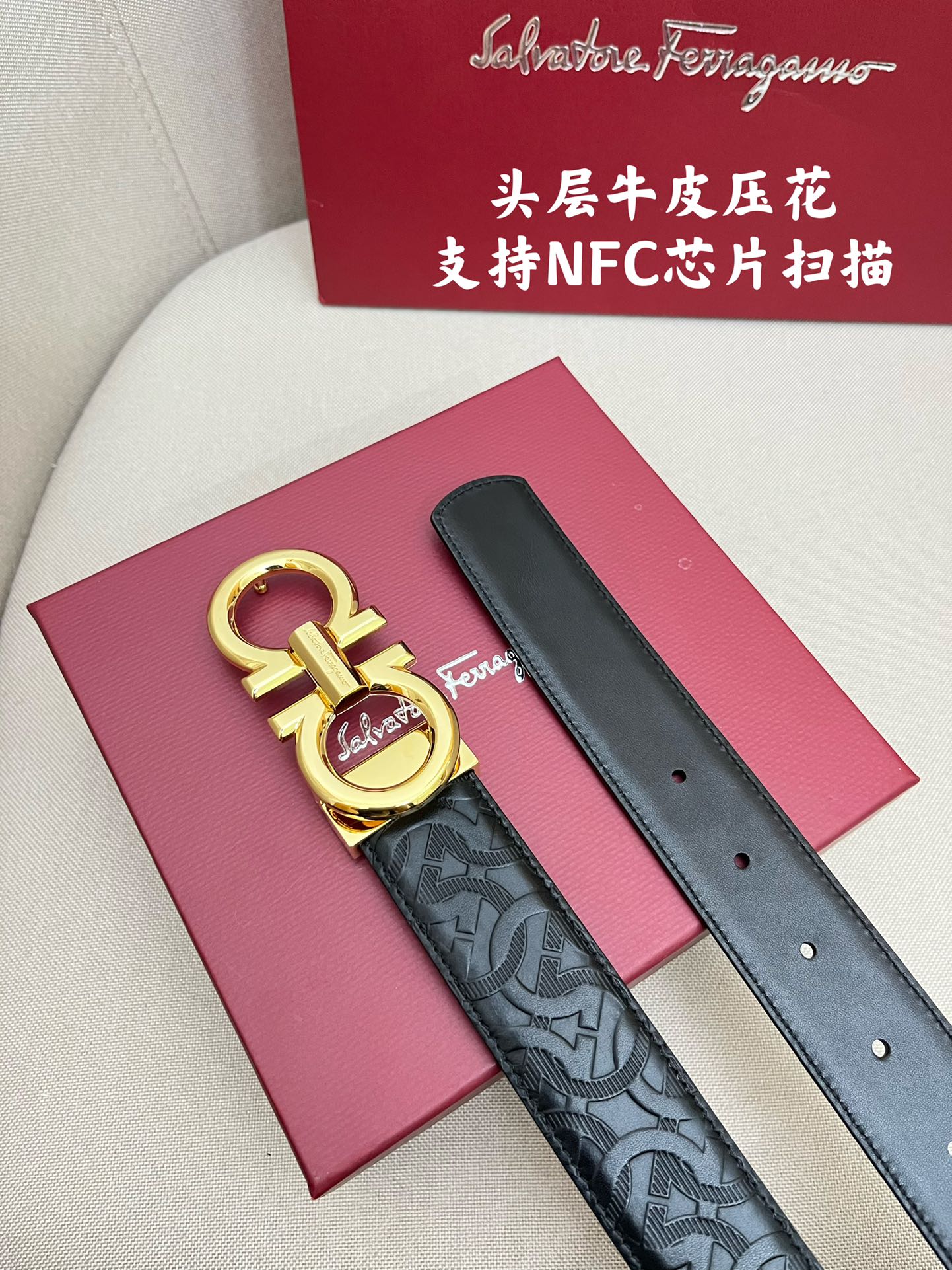 Salvatore Ferragamo Male Leather Belt Cow Leather M