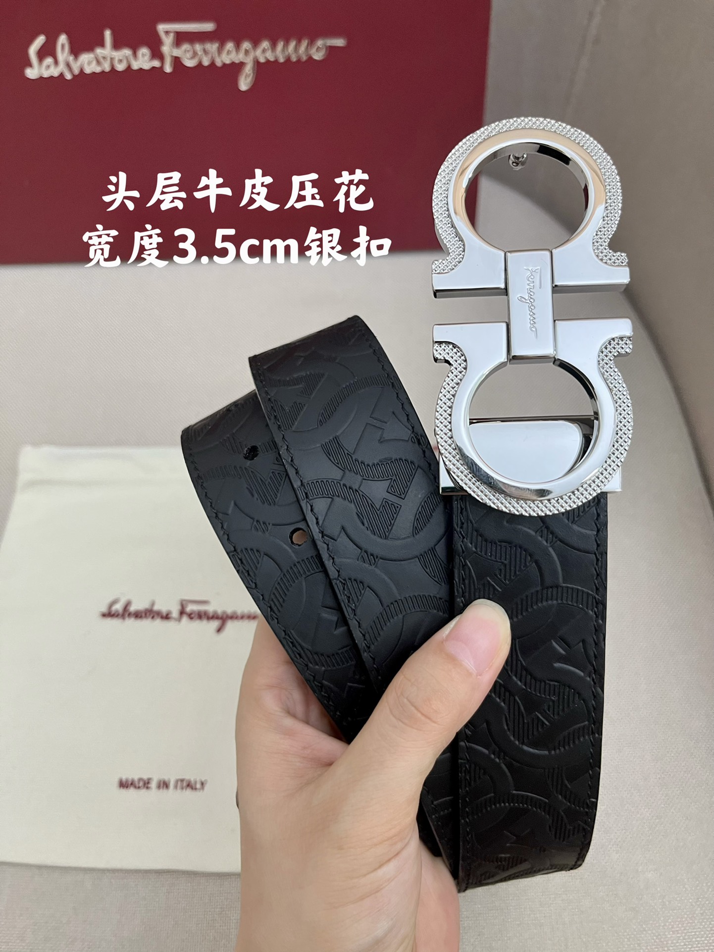 Salvatore Ferragamo Male Leather Belt Cow Leather M