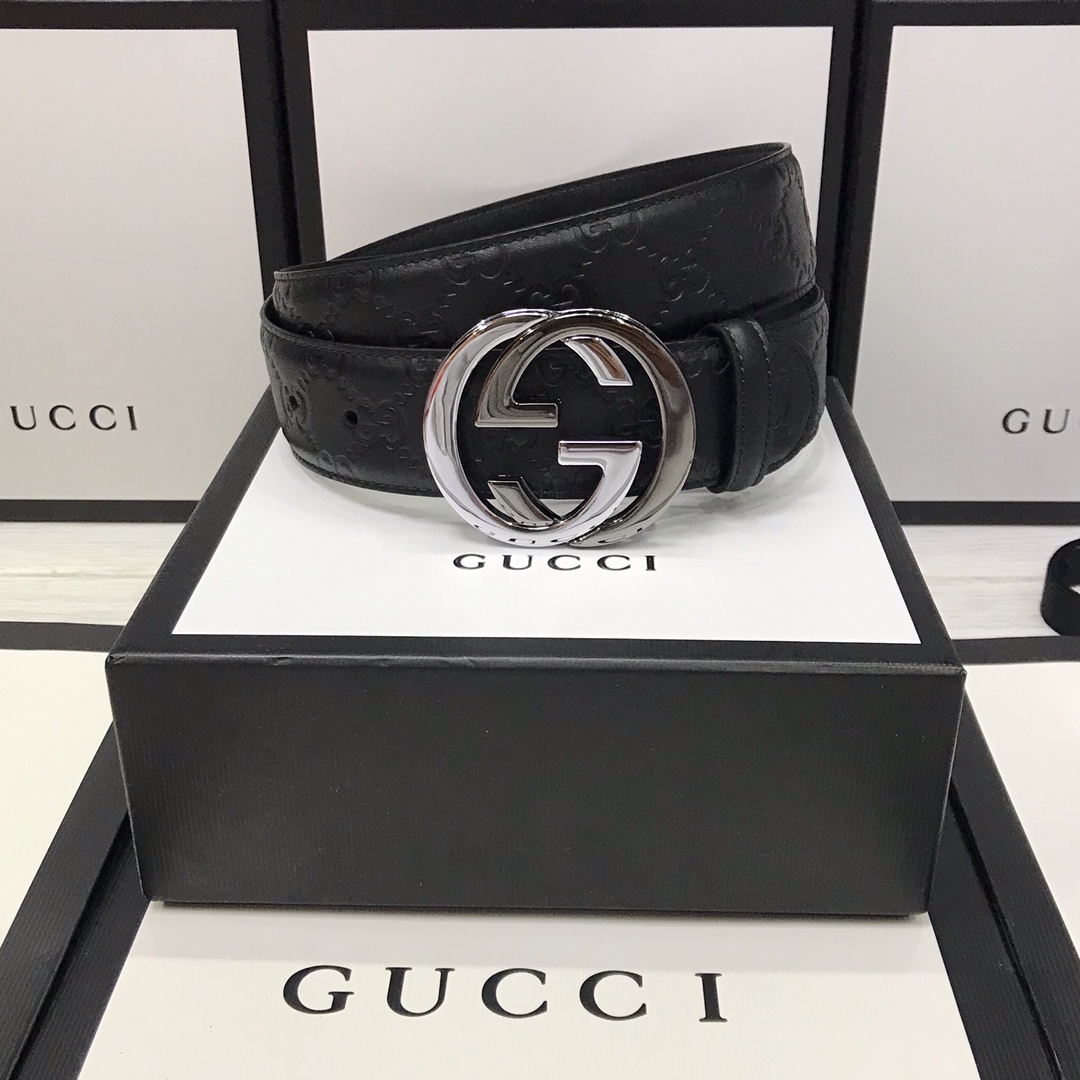Gucci Basic Belt Top Grain Leather Black M